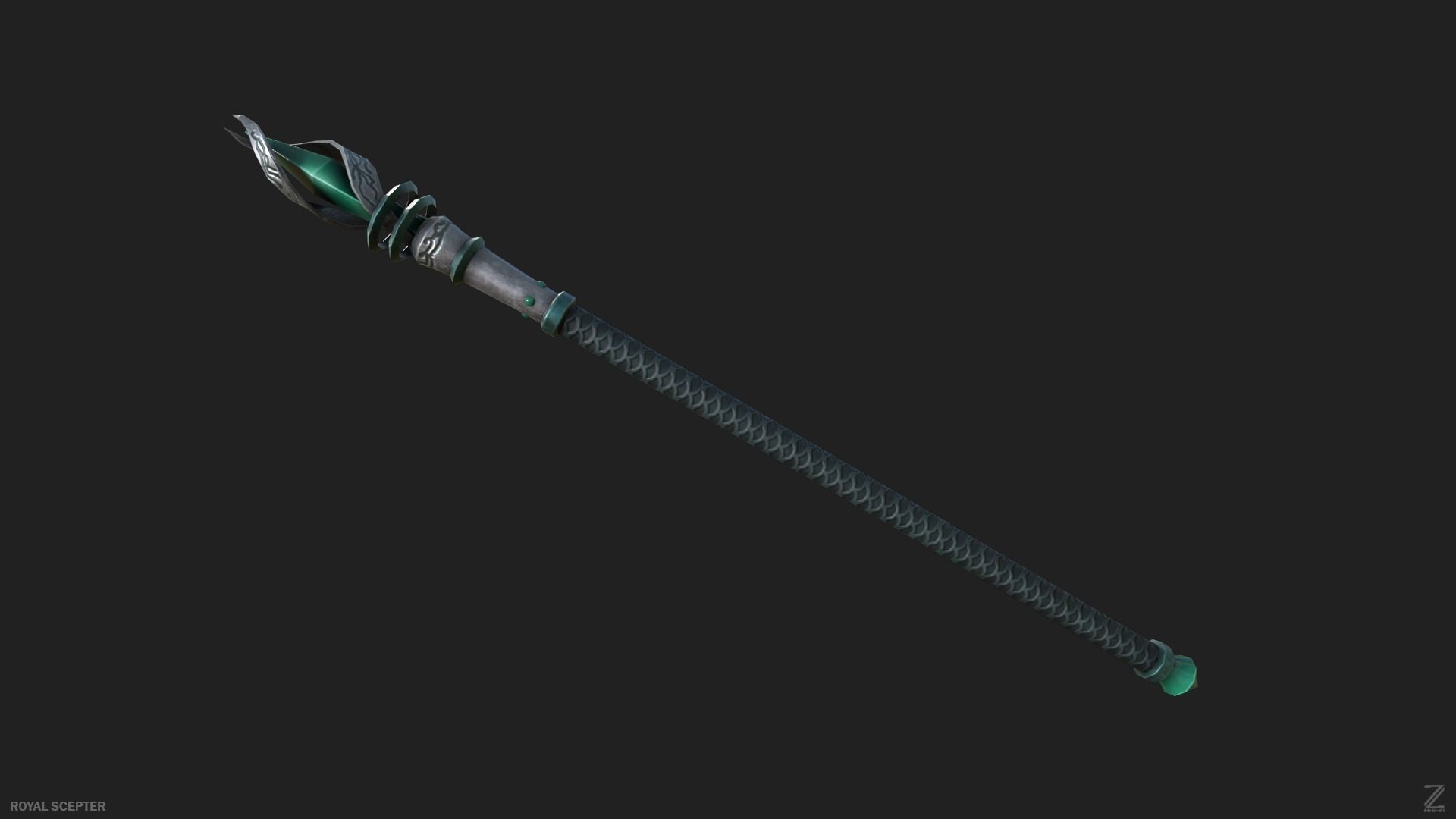 Royal scepter Low-poly 3D model_4