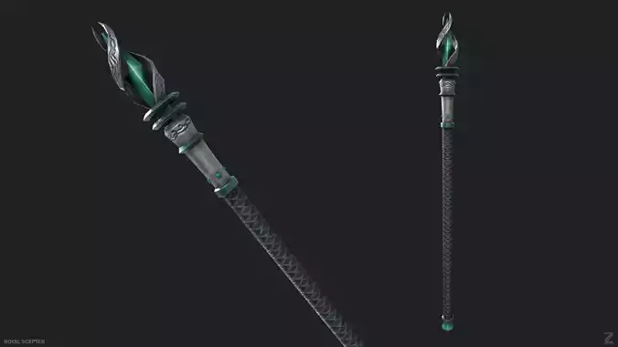 Royal scepter Low-poly 3D model