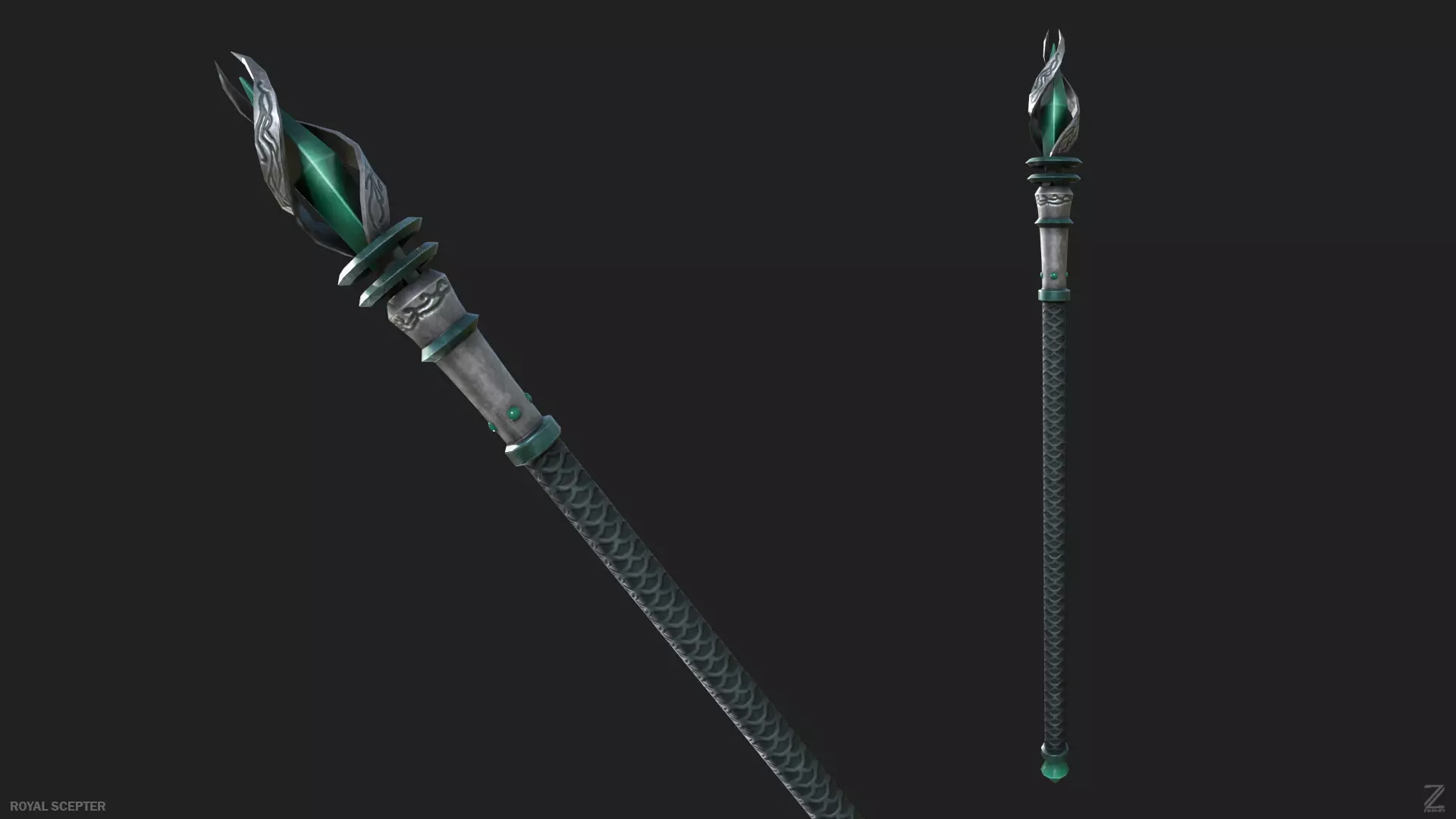 Royal scepter Low-poly 3D model_0