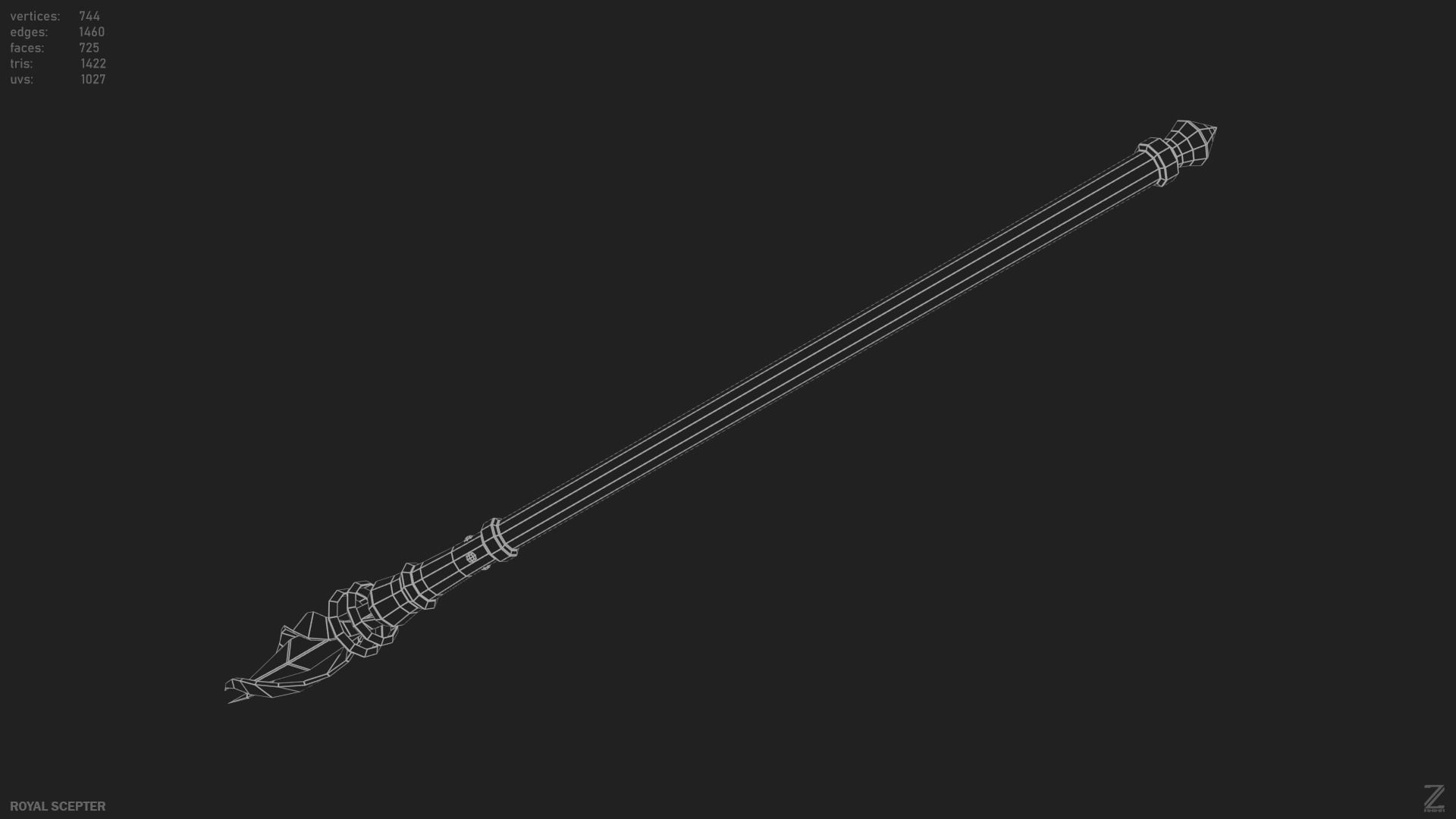 Royal scepter Low-poly 3D model_13