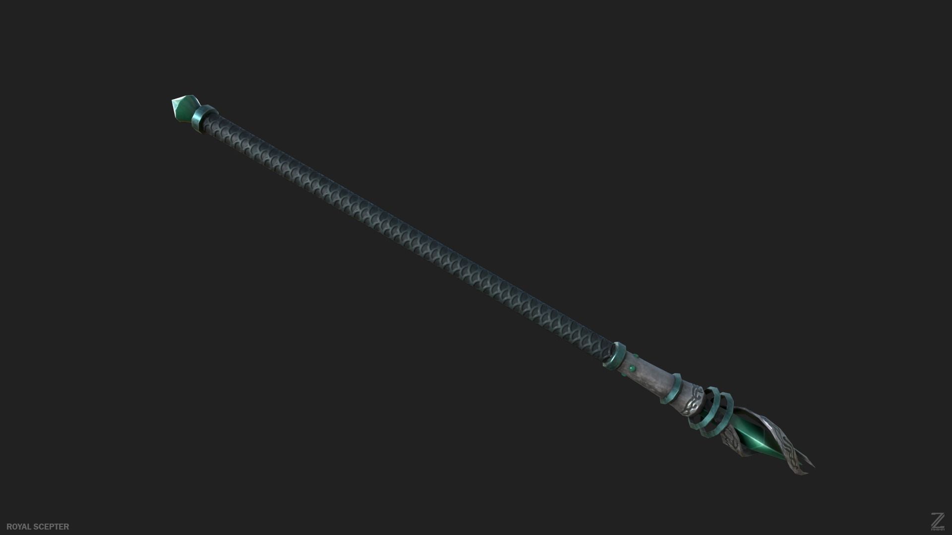Royal scepter Low-poly 3D model_5