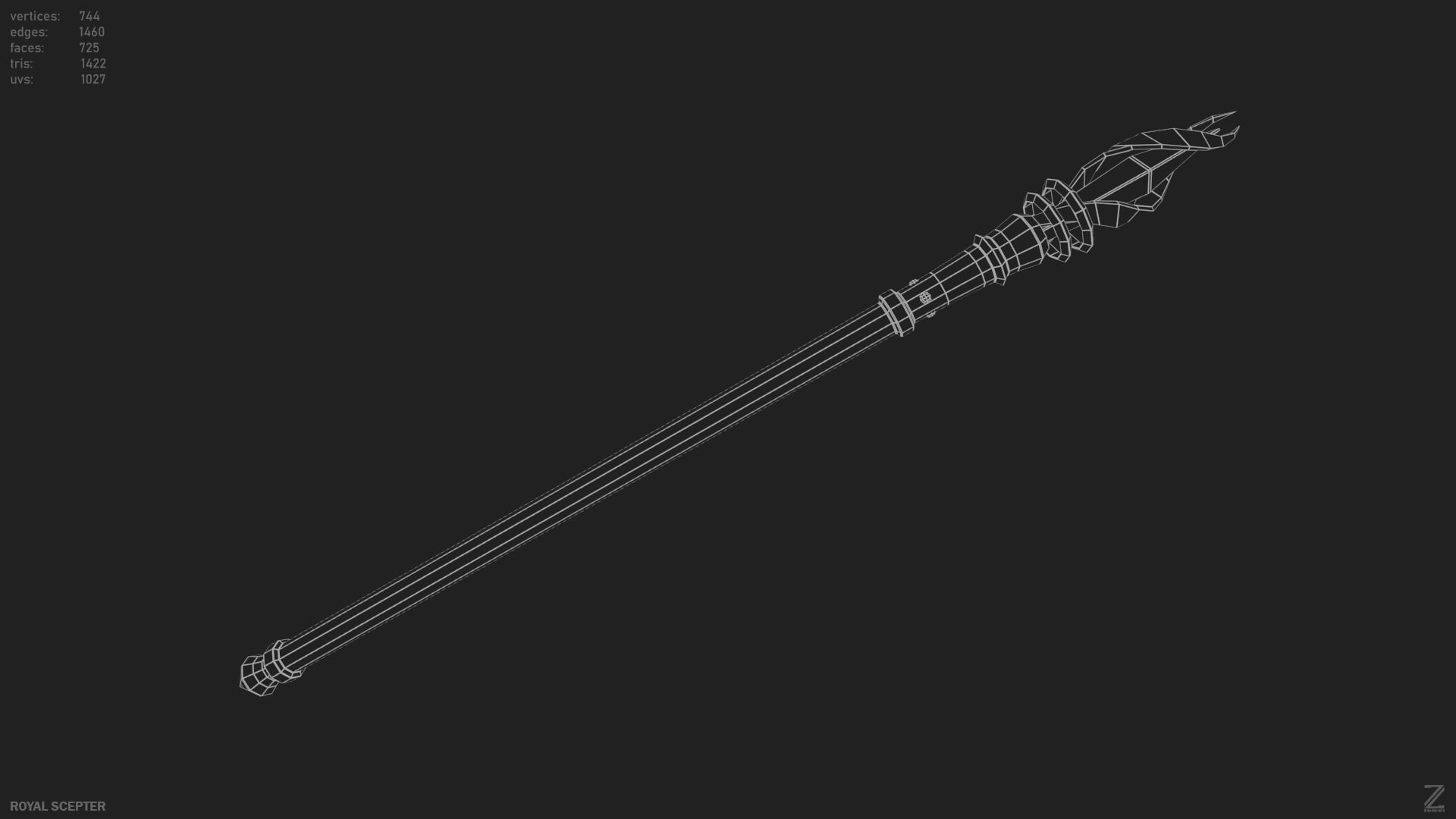Royal scepter Low-poly 3D model_12