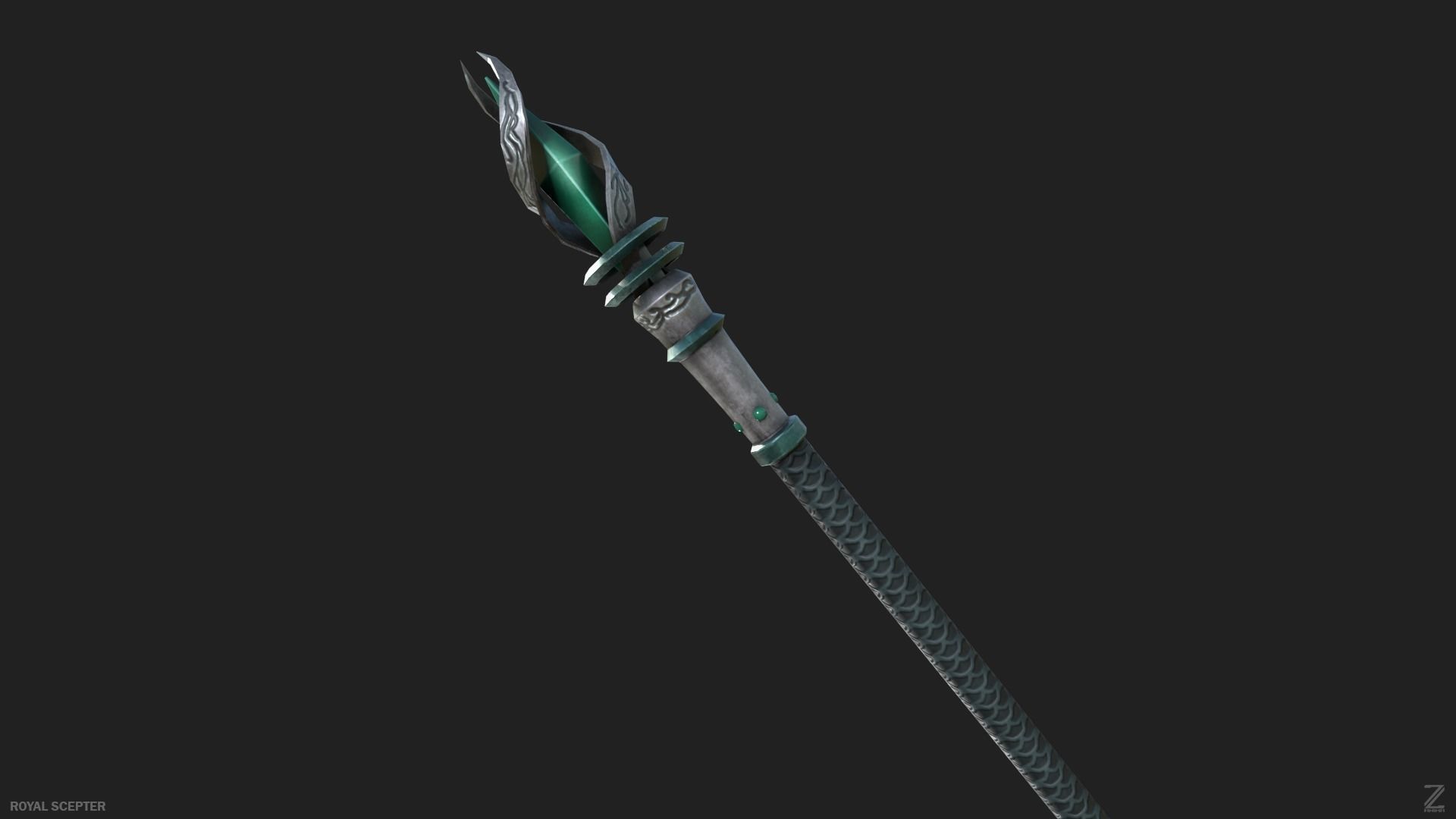 Royal scepter Low-poly 3D model_9