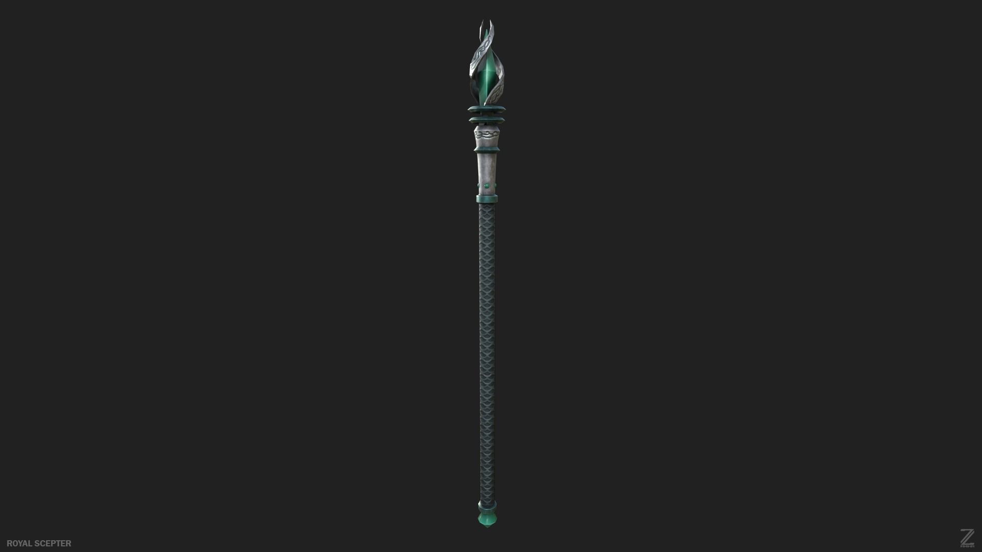 Royal scepter Low-poly 3D model_3