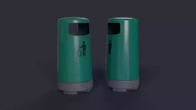 Street Trash Can 4 PBR Game Ready  Low-poly 3D model