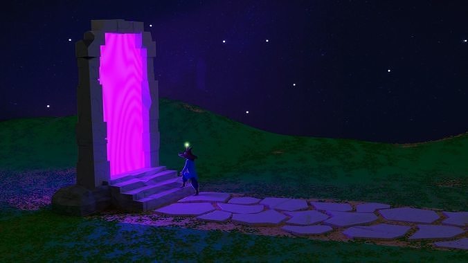 Portal Lowpoly stone monument with light Free low-poly 3D print model