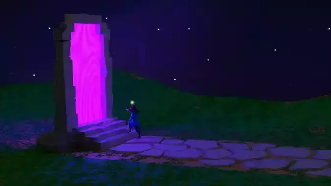 Portal Lowpoly stone monument with light Free 3D print model