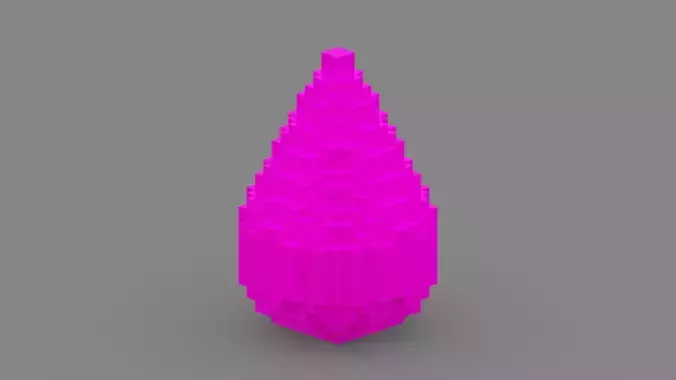 Pink Voxel Drop Low-poly 3D model