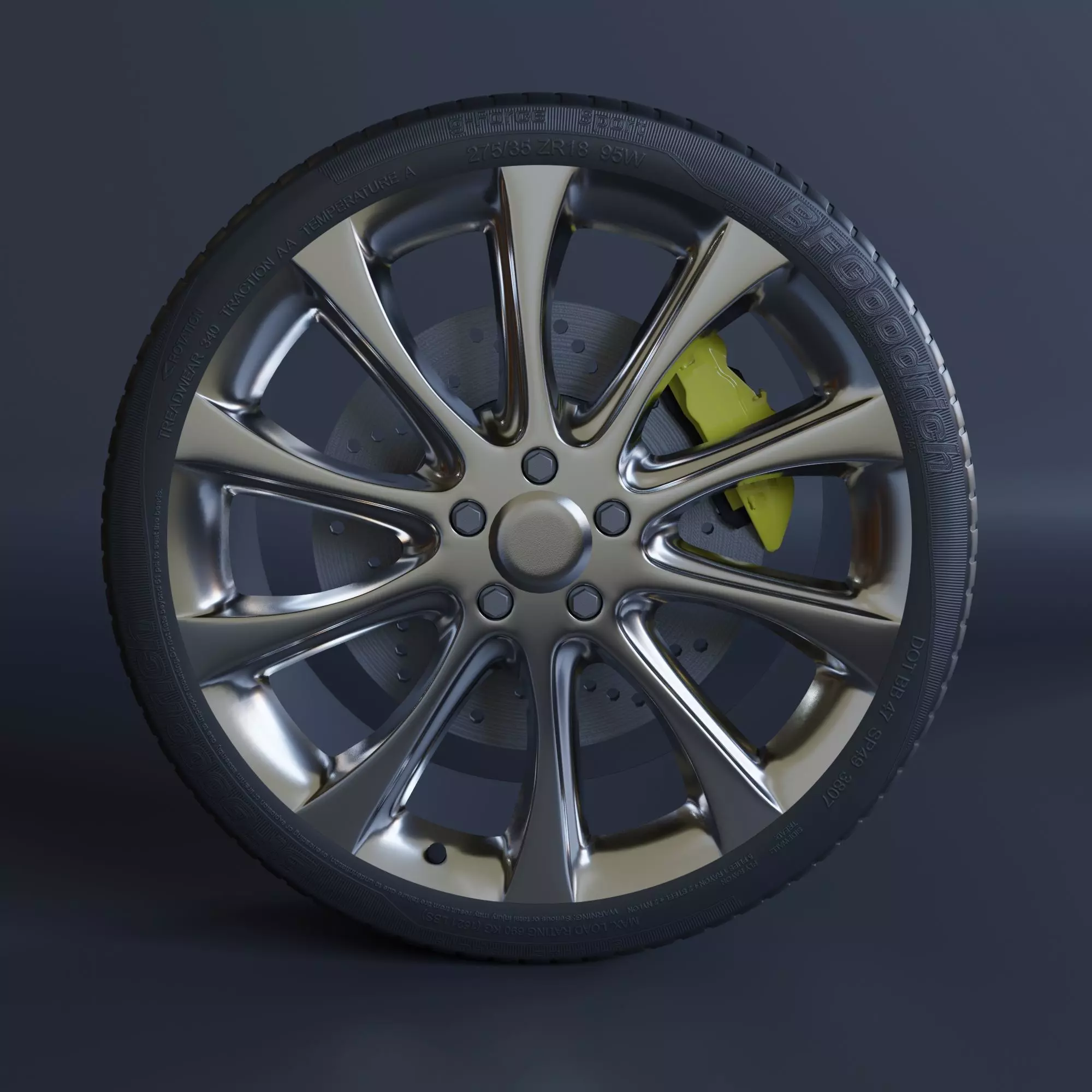 Luxury car wheel Free 3D model
