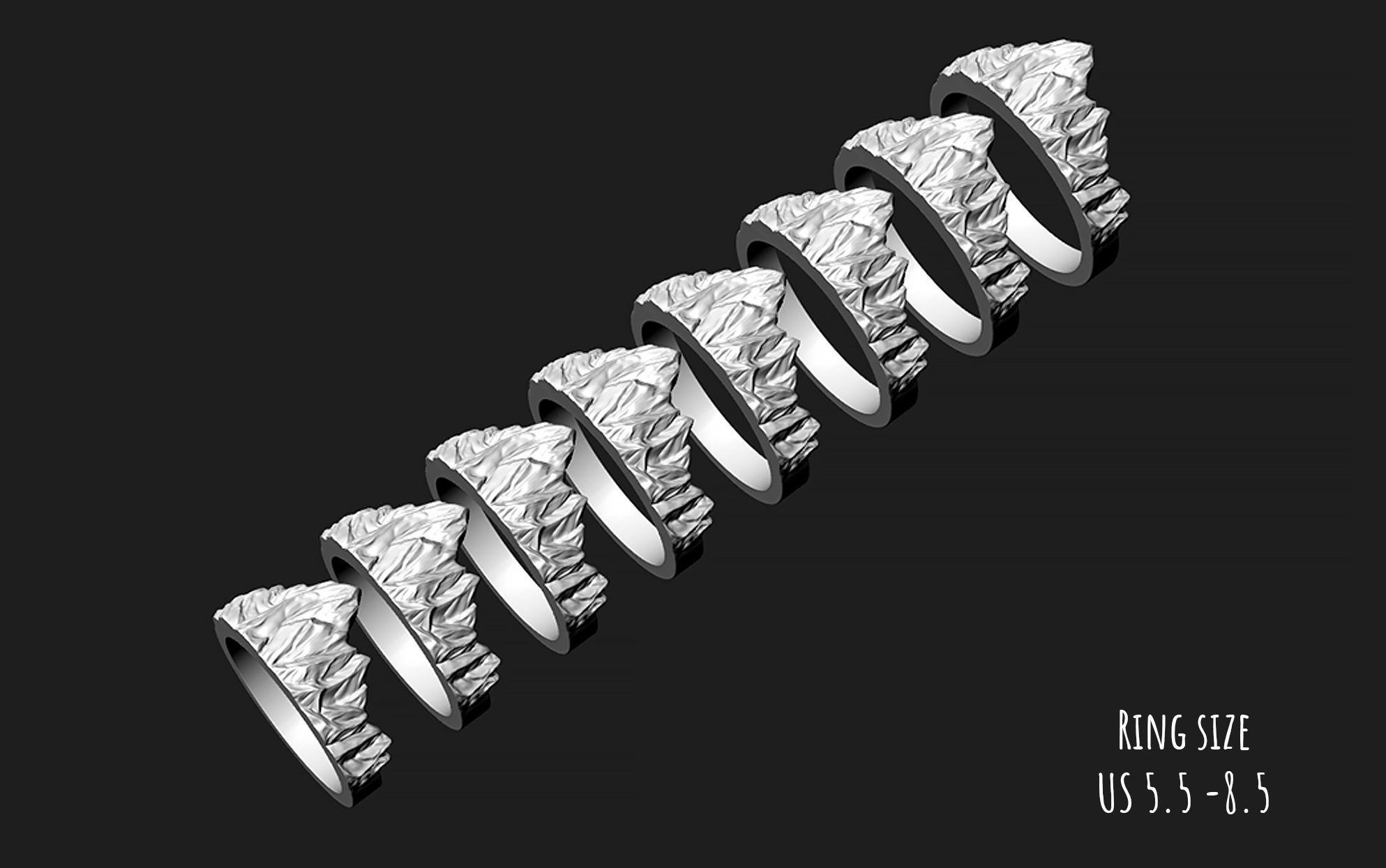Mountains Ring 3D print model_1