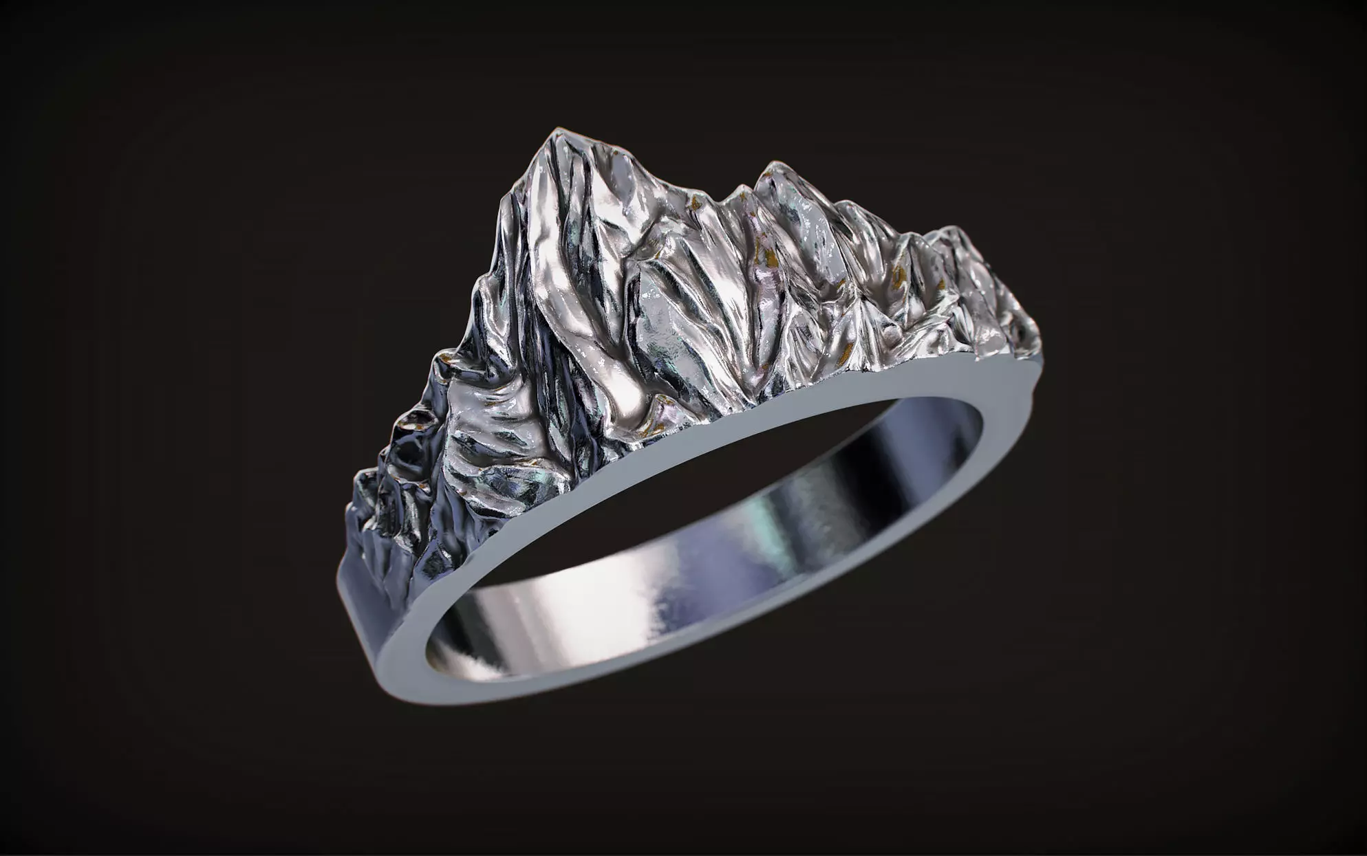 Mountains Ring 3D print model_0