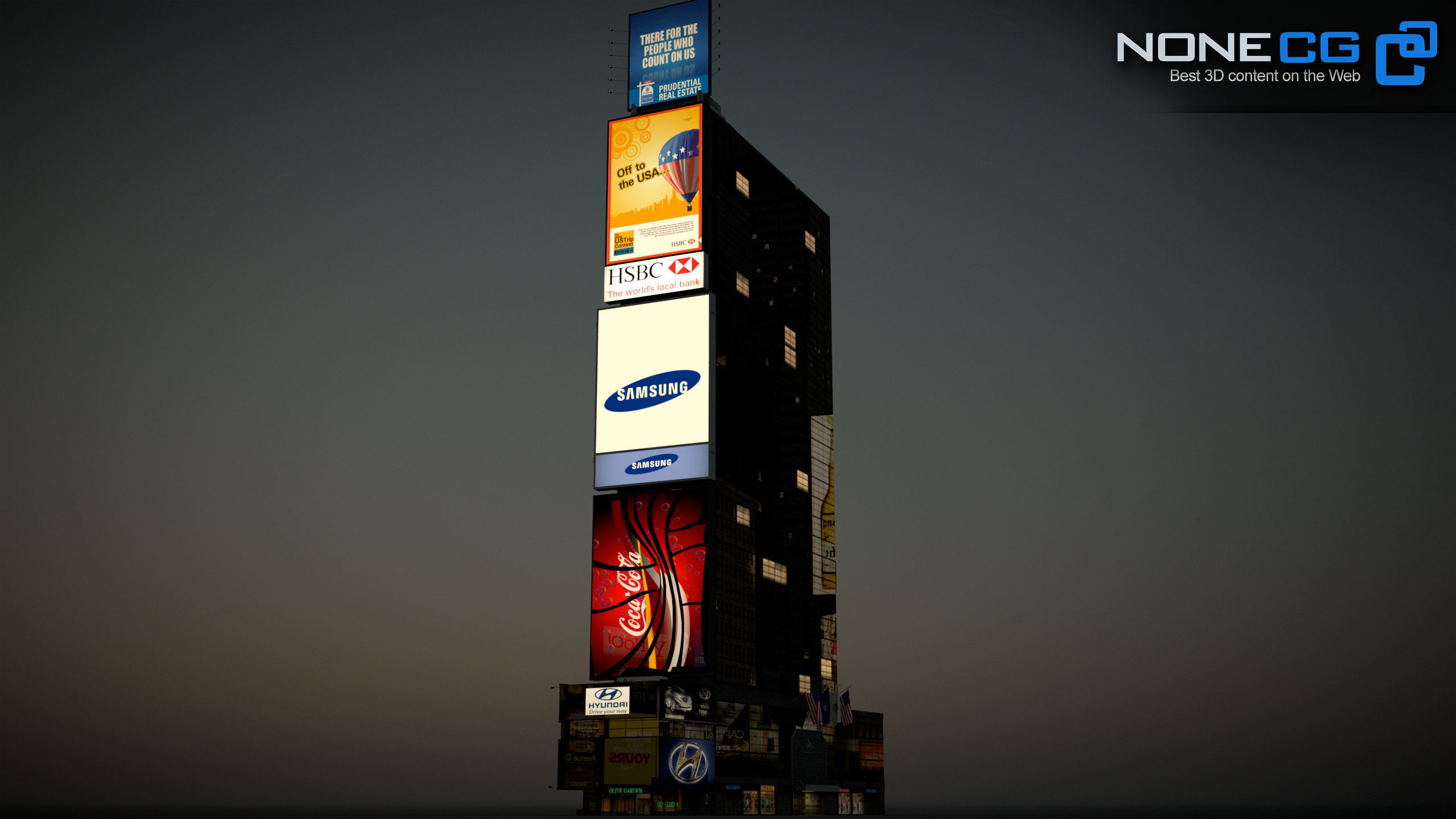 NYC Building Ramada Renaissance Low-poly 3D model_13