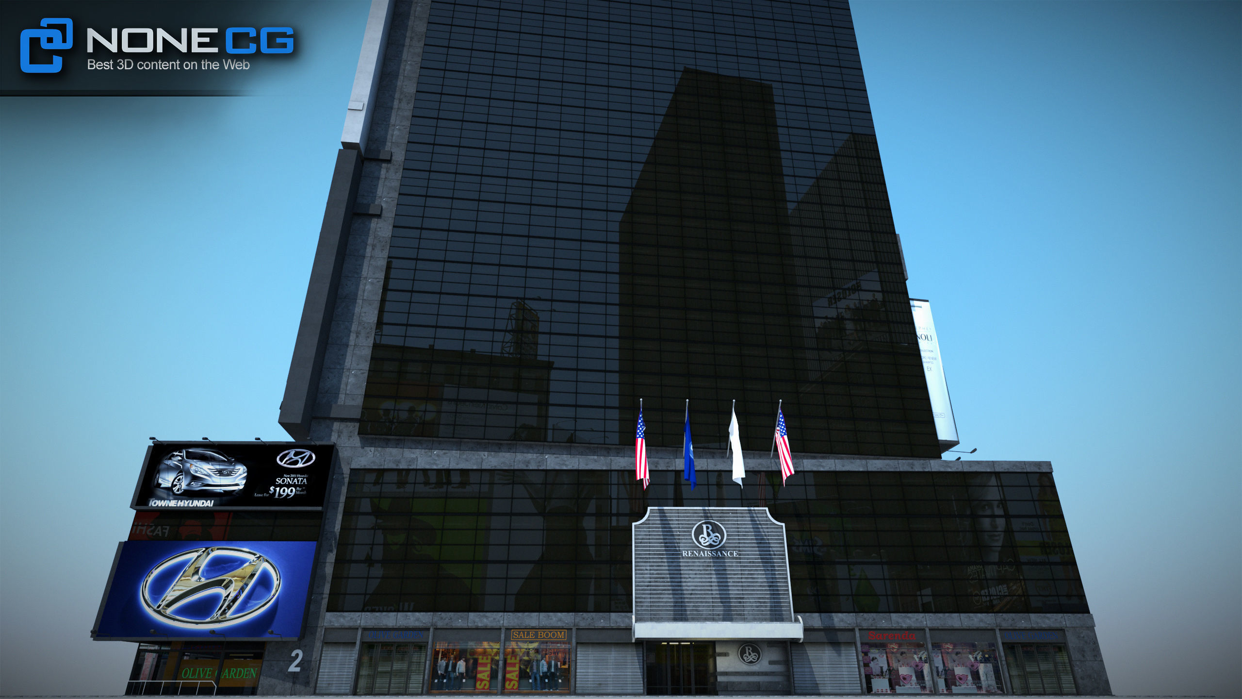 NYC Building Ramada Renaissance Low-poly 3D model_26