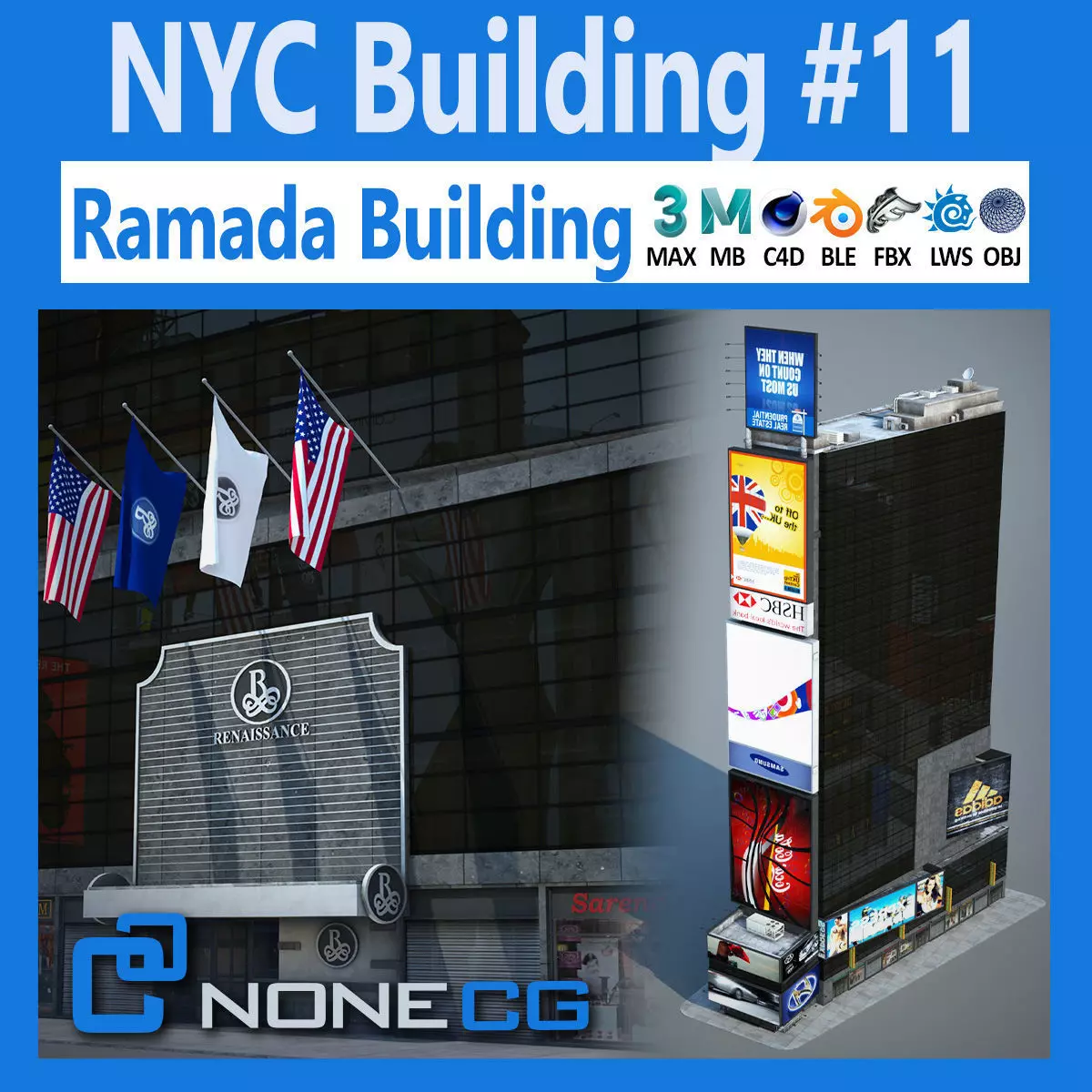 NYC Building Ramada Renaissance Low-poly 3D model_0
