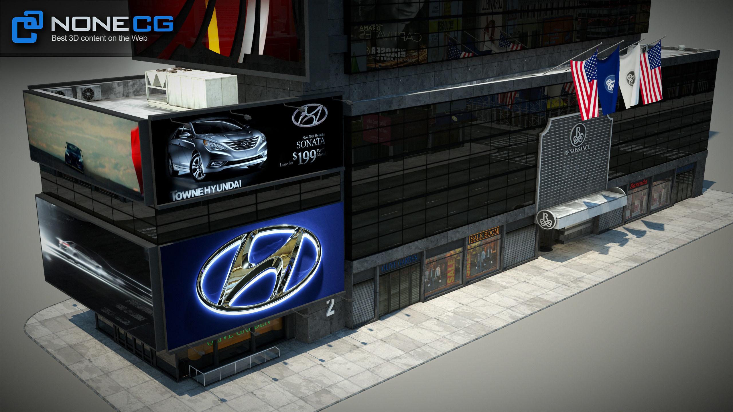 NYC Building Ramada Renaissance Low-poly 3D model_2
