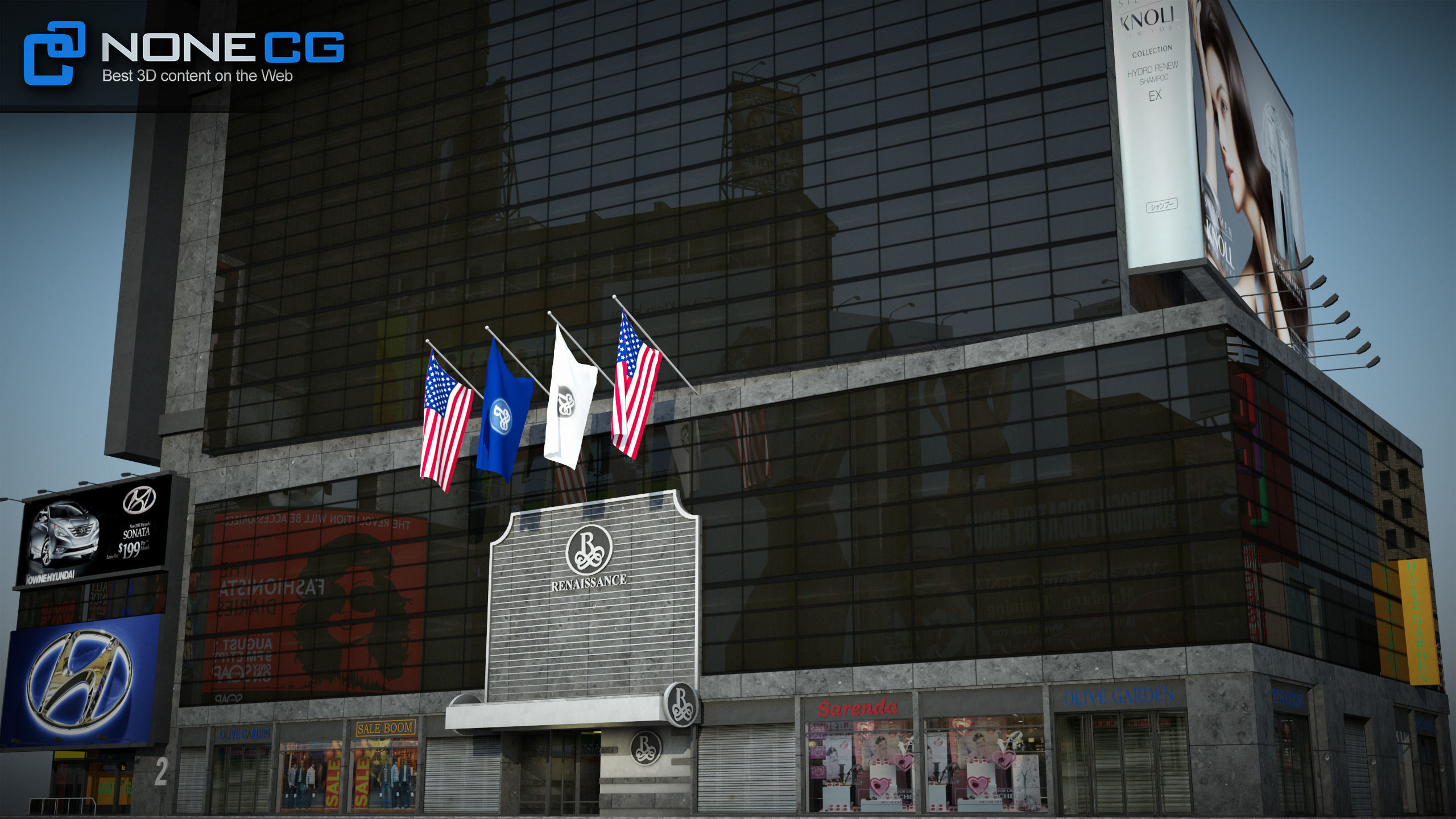 NYC Building Ramada Renaissance Low-poly 3D model_5