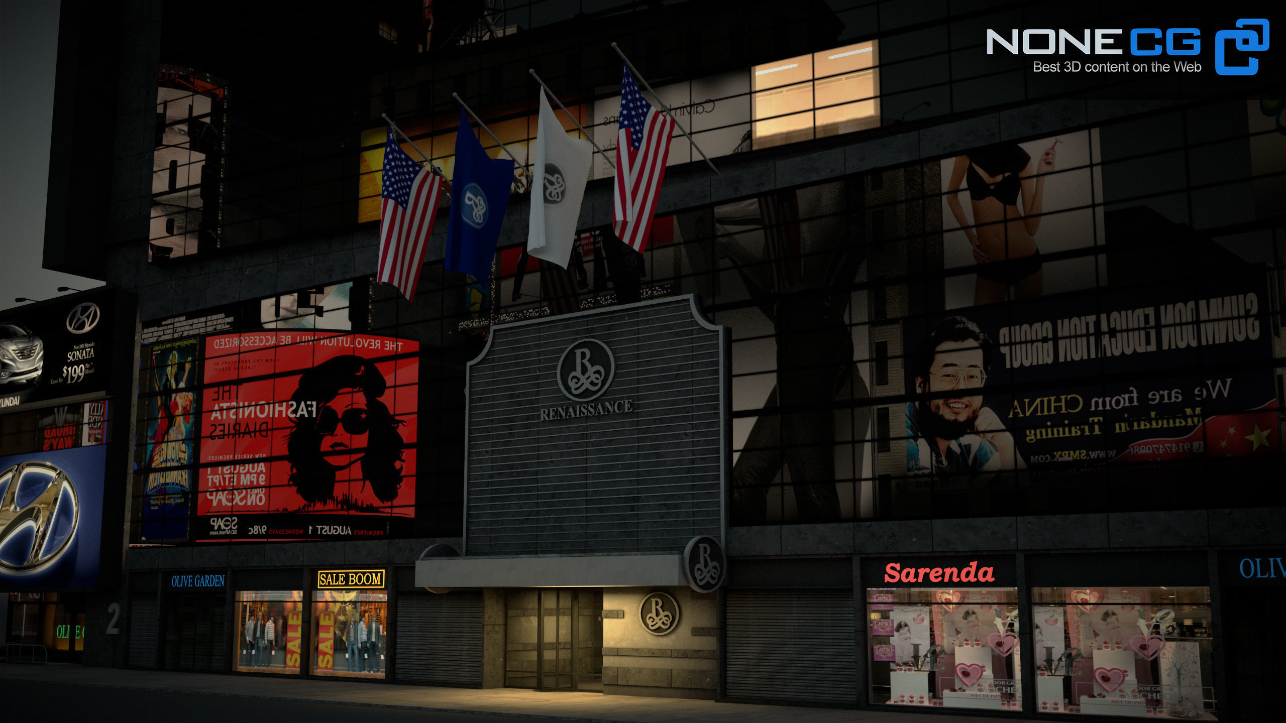 NYC Building Ramada Renaissance Low-poly 3D model_21