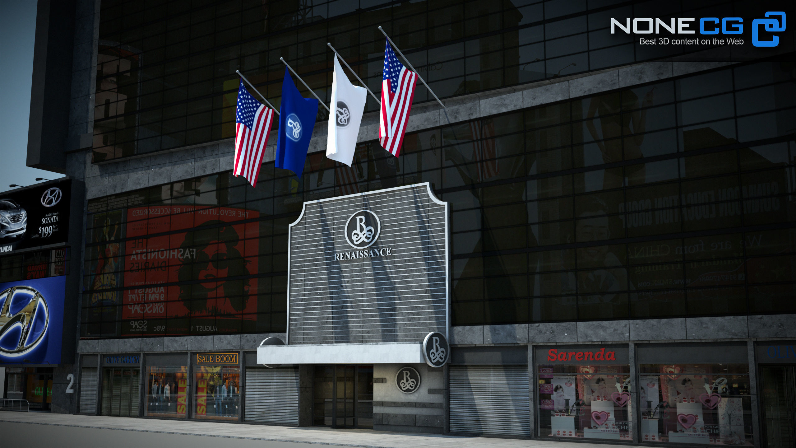 NYC Building Ramada Renaissance Low-poly 3D model_19