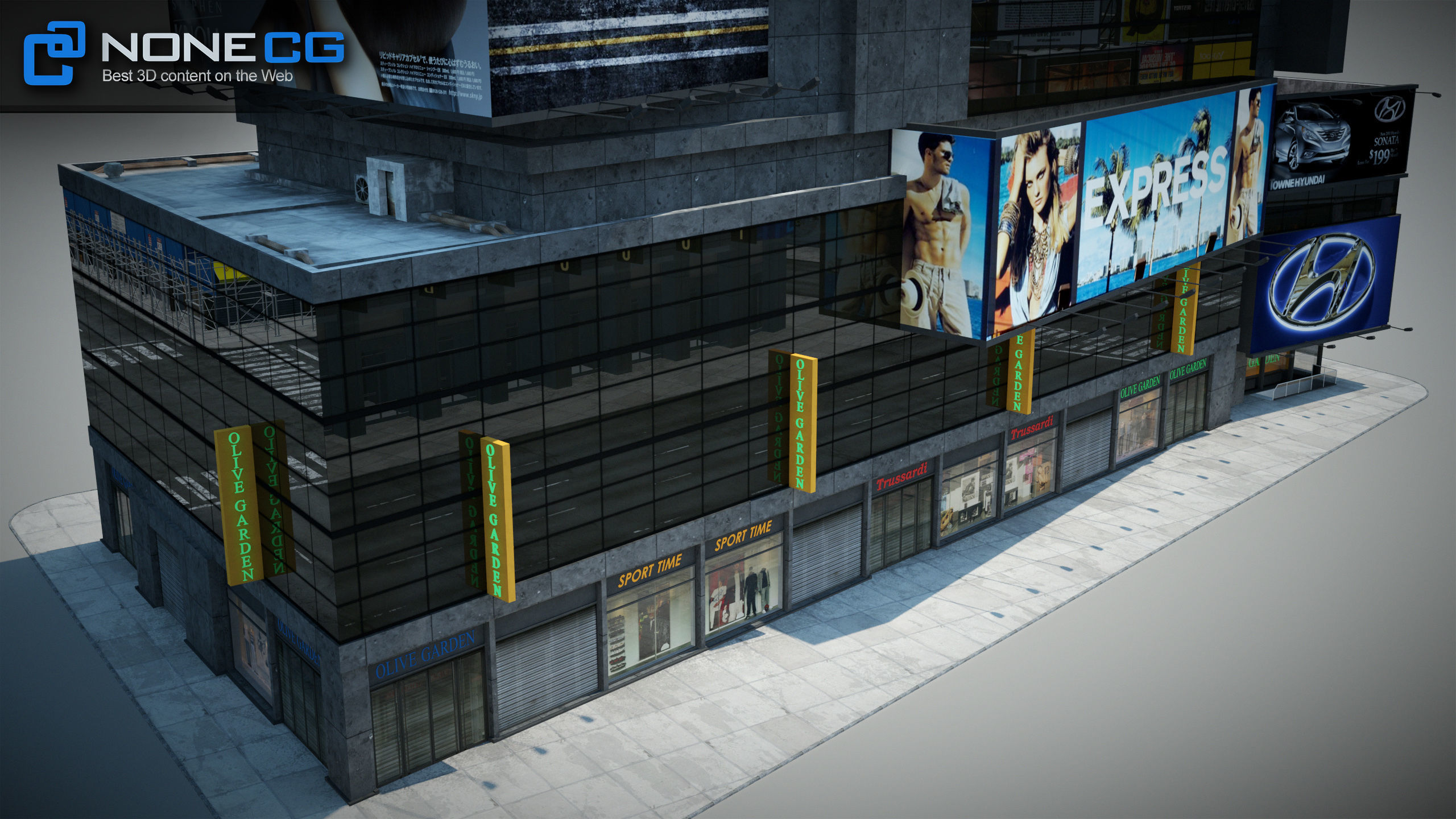 NYC Building Ramada Renaissance Low-poly 3D model_7
