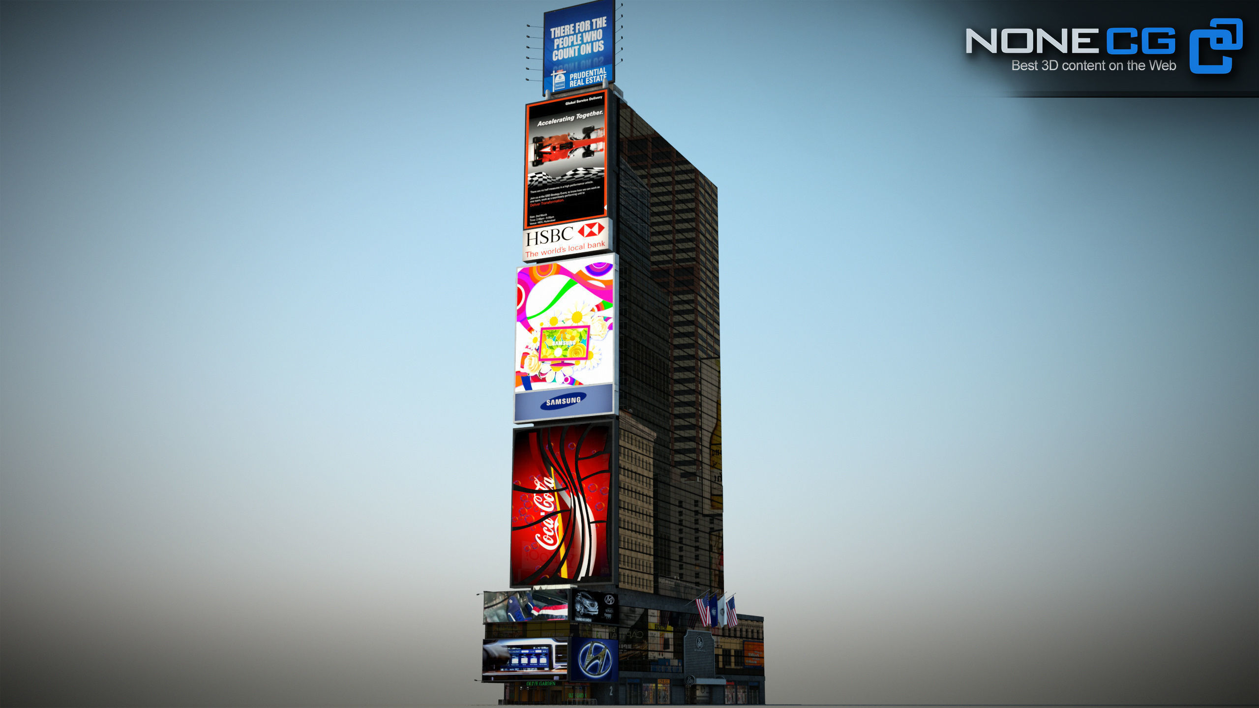 NYC Building Ramada Renaissance Low-poly 3D model_12