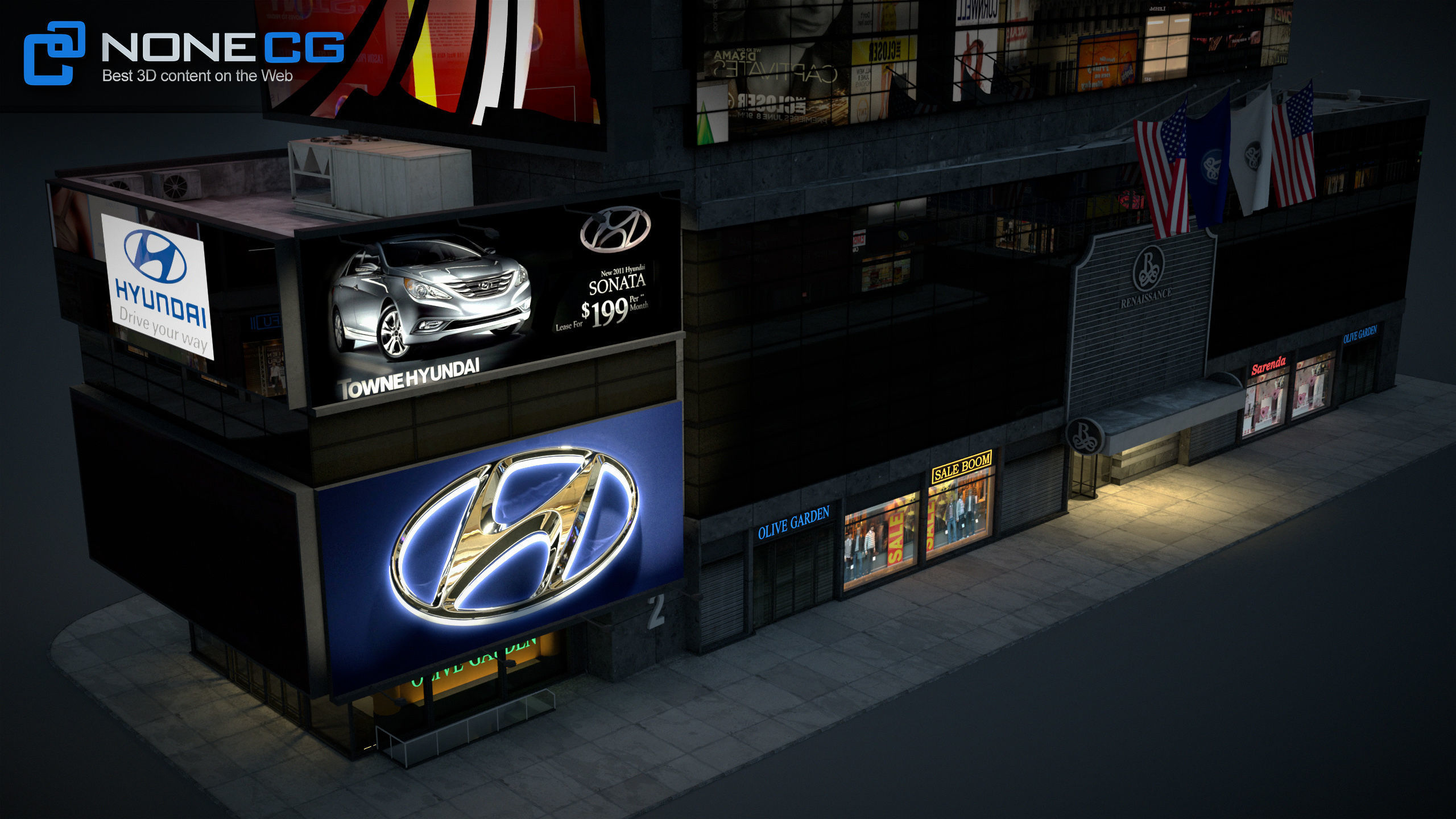 NYC Building Ramada Renaissance Low-poly 3D model_3
