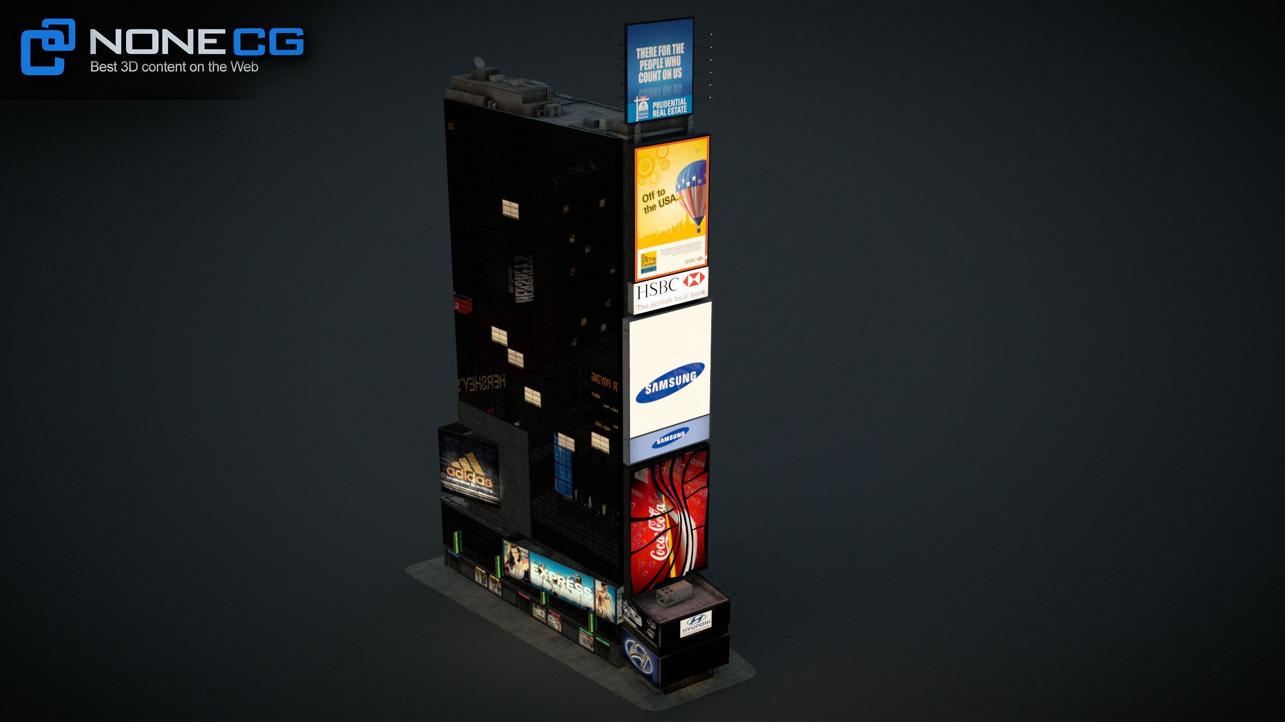 NYC Building Ramada Renaissance Low-poly 3D model_10