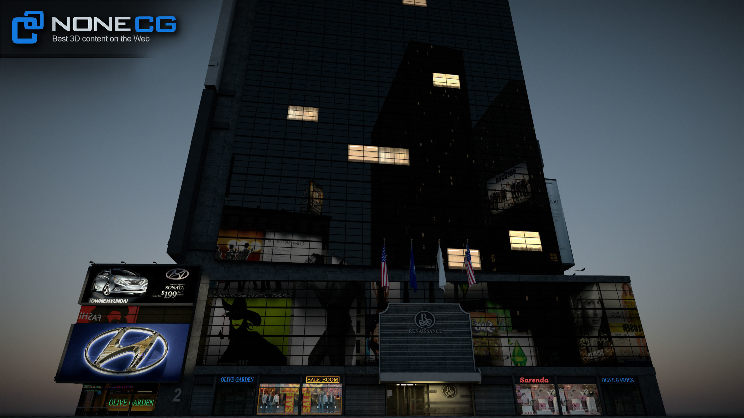 NYC Building Ramada Renaissance Low-poly 3D model_27