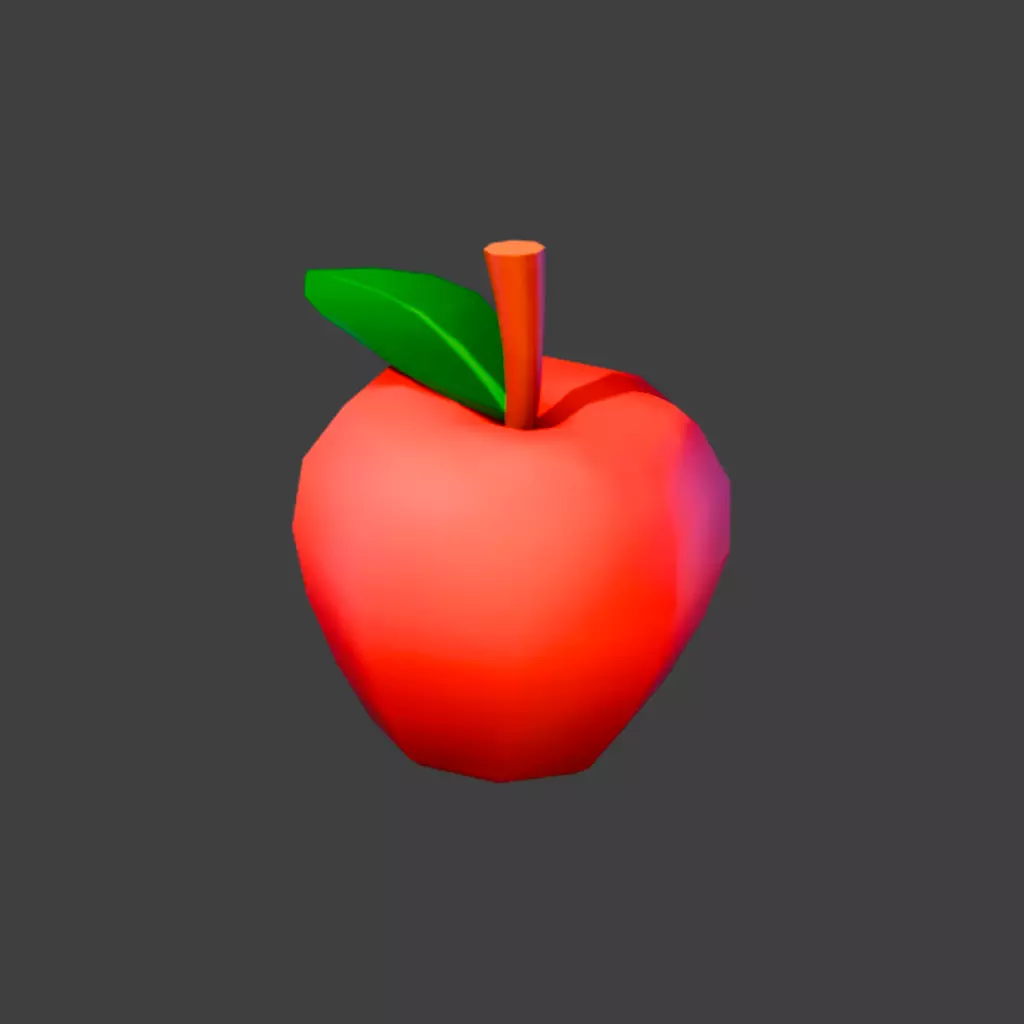  Red Apple Low-poly 3D model_0