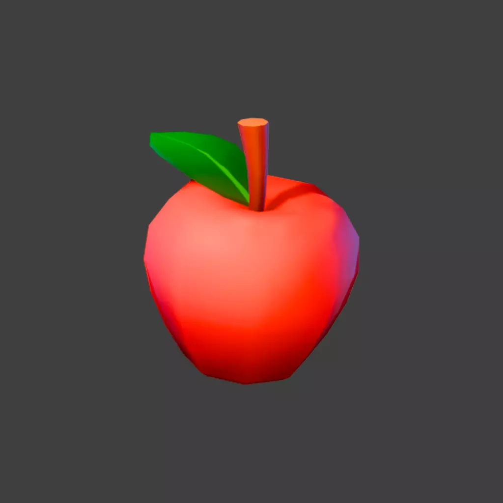  Red Apple Low-poly 3D model_1