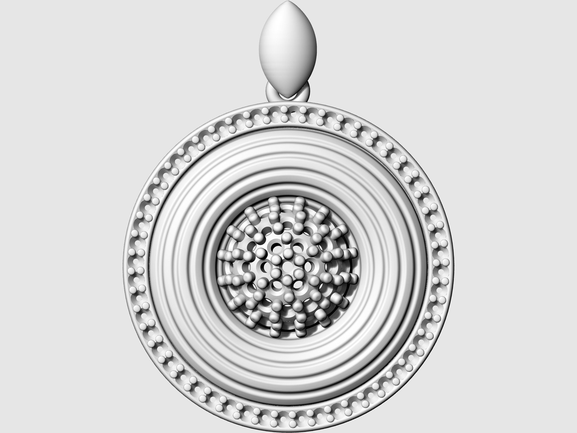 Swirl with central ball of gems pendant 3D print model_5