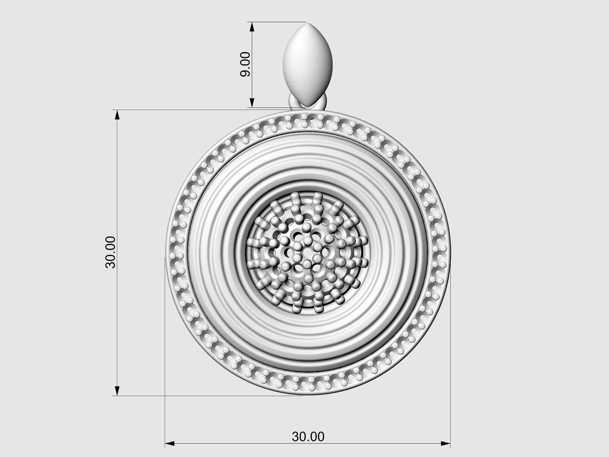 Swirl with central ball of gems pendant 3D print model_10