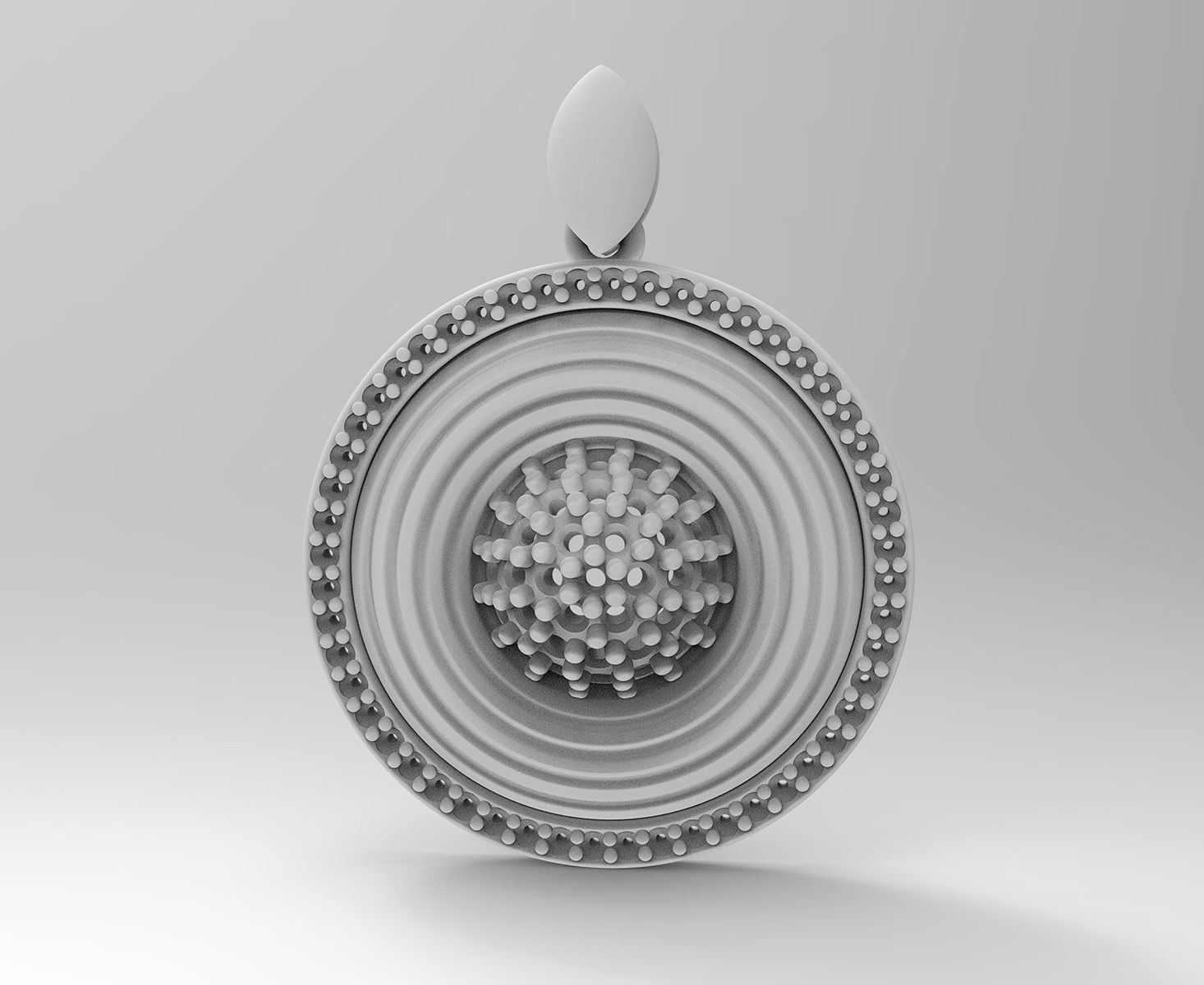 Swirl with central ball of gems pendant 3D print model_4