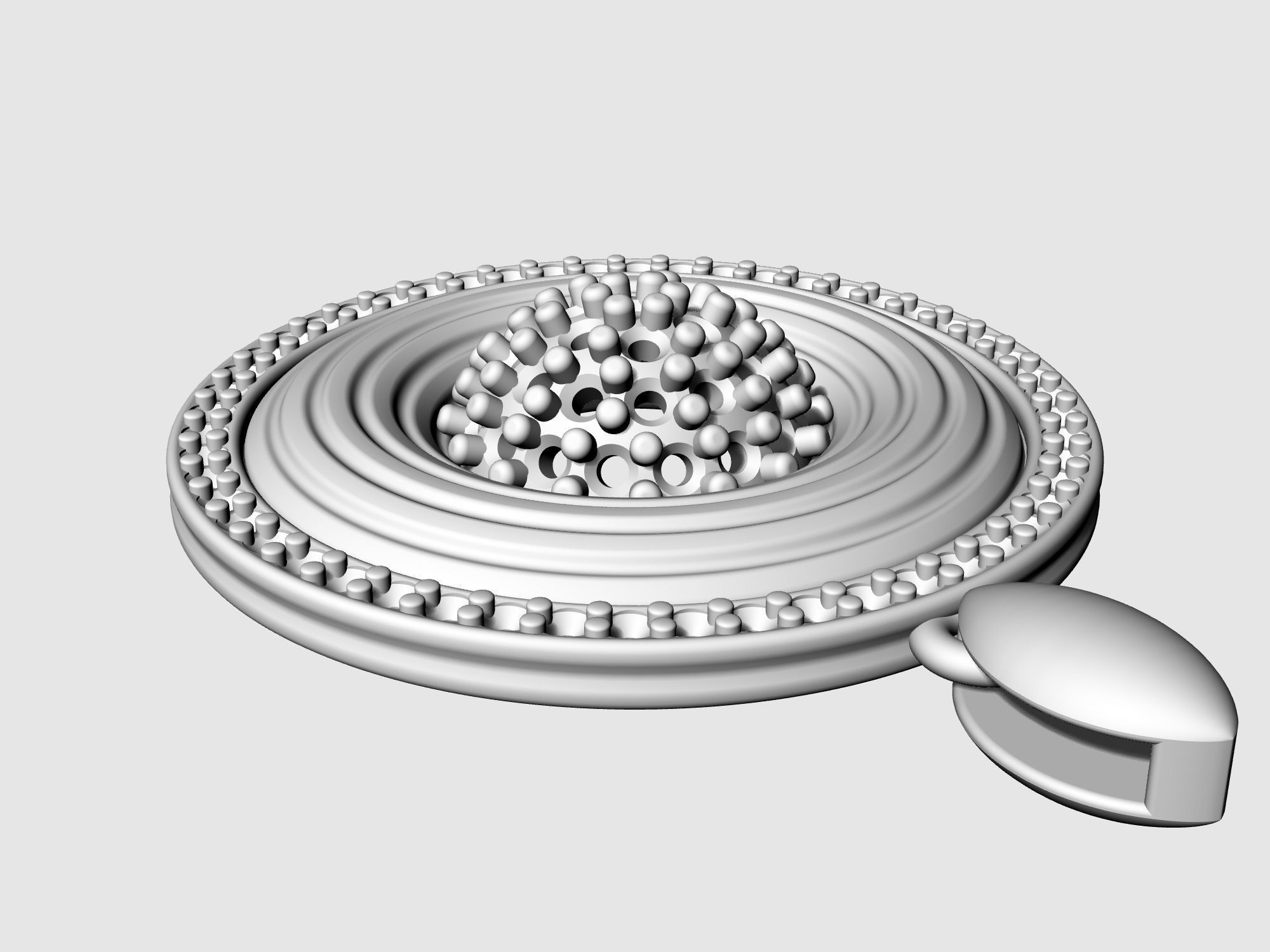 Swirl with central ball of gems pendant 3D print model_8