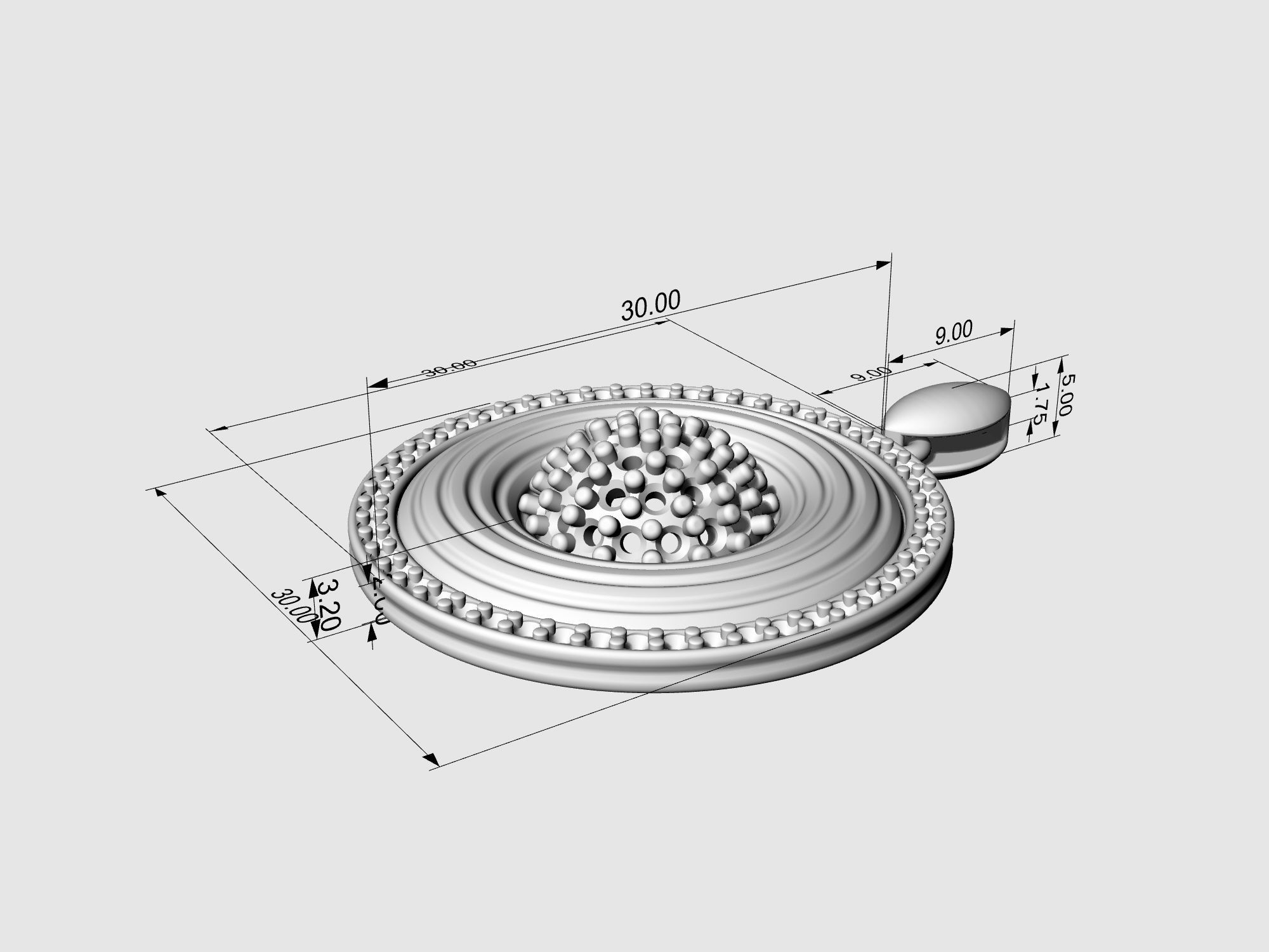 Swirl with central ball of gems pendant 3D print model_12