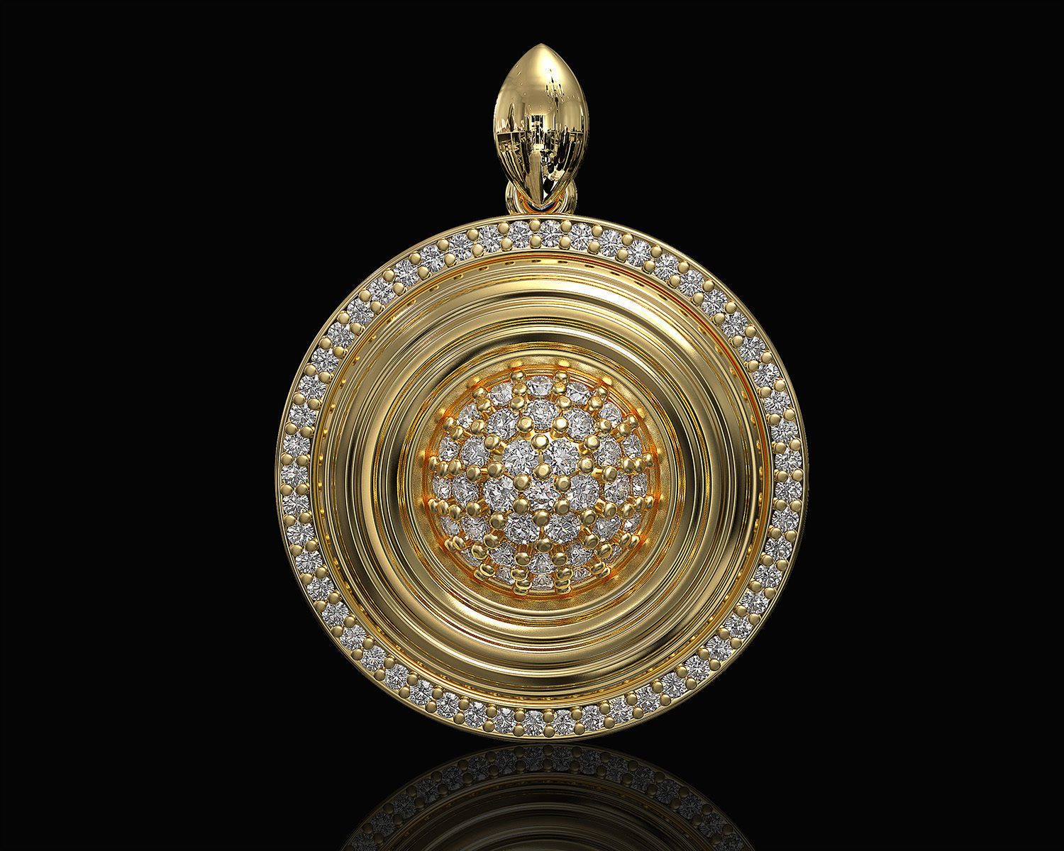 Swirl with central ball of gems pendant 3D print model_2