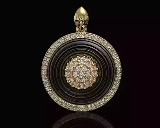 Swirl with central ball of gems pendant