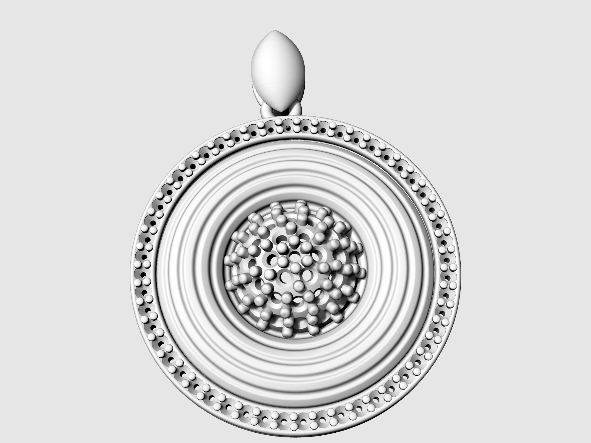 Swirl with central ball of gems pendant 3D print model_6