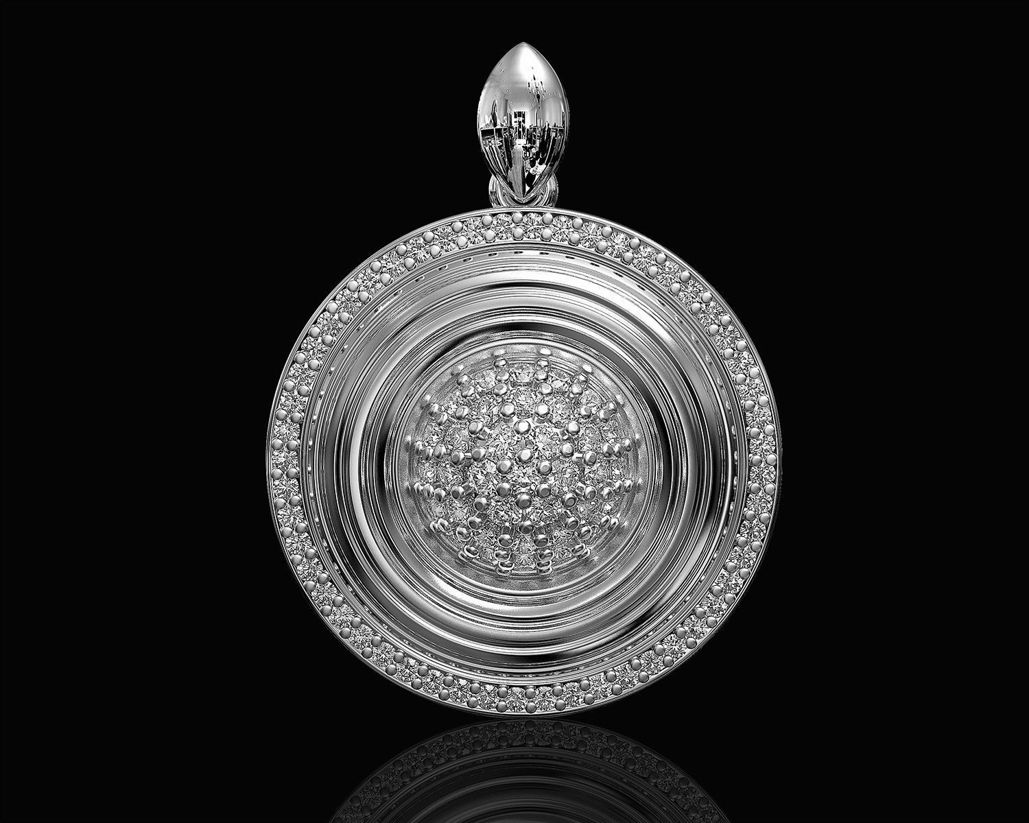 Swirl with central ball of gems pendant 3D print model_3