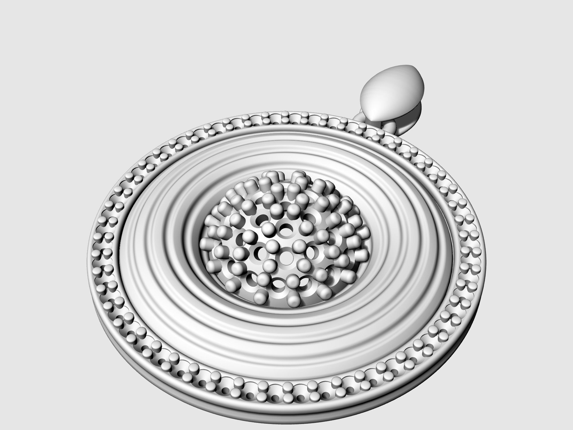 Swirl with central ball of gems pendant 3D print model_7