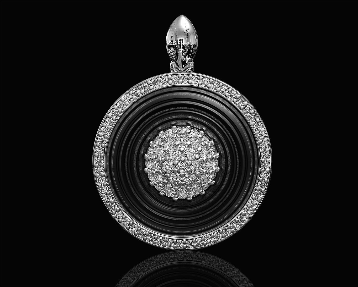 Swirl with central ball of gems pendant 3D print model_1