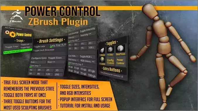 Power Control ZBrush Plugin 3D model