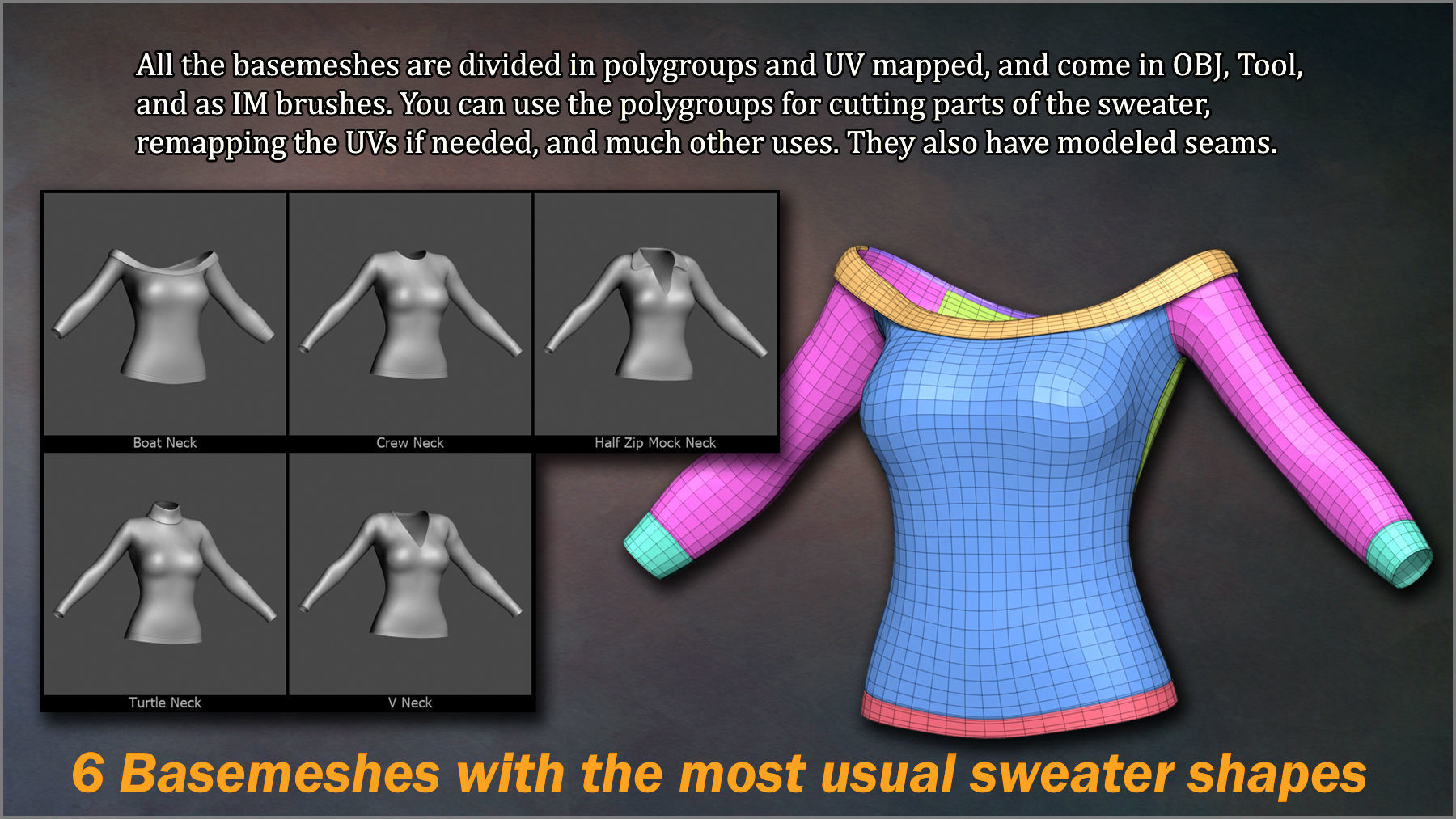 Female Sweater Maker VDM Brushes Basemesh and more 3D model_3