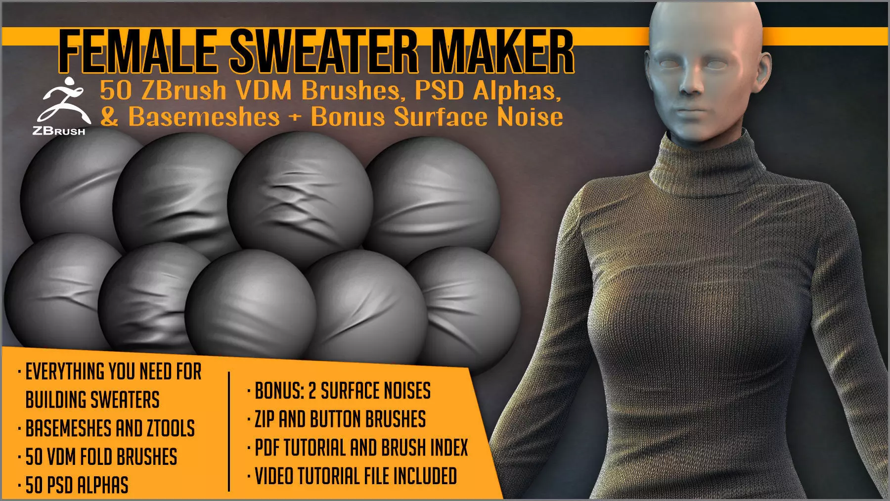 Female Sweater Maker VDM Brushes Basemesh and more 3D model_0