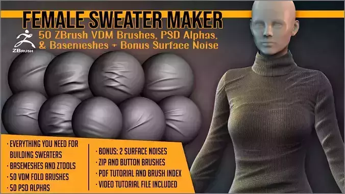 Female Sweater Maker VDM Brushes Basemesh and more 3D model