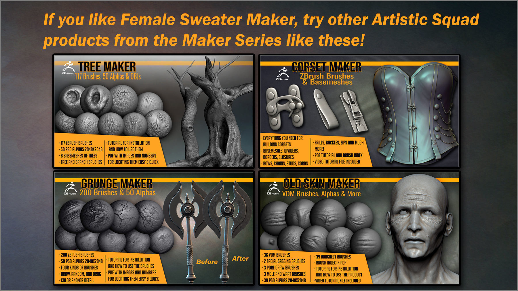 Female Sweater Maker VDM Brushes Basemesh and more 3D model_13