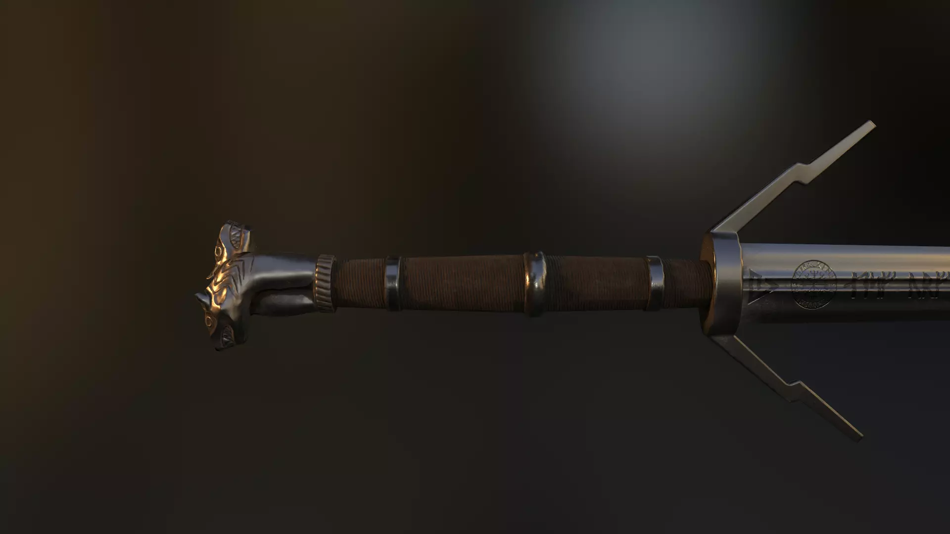 Sword of the Wolf School Low-poly 3D model_0