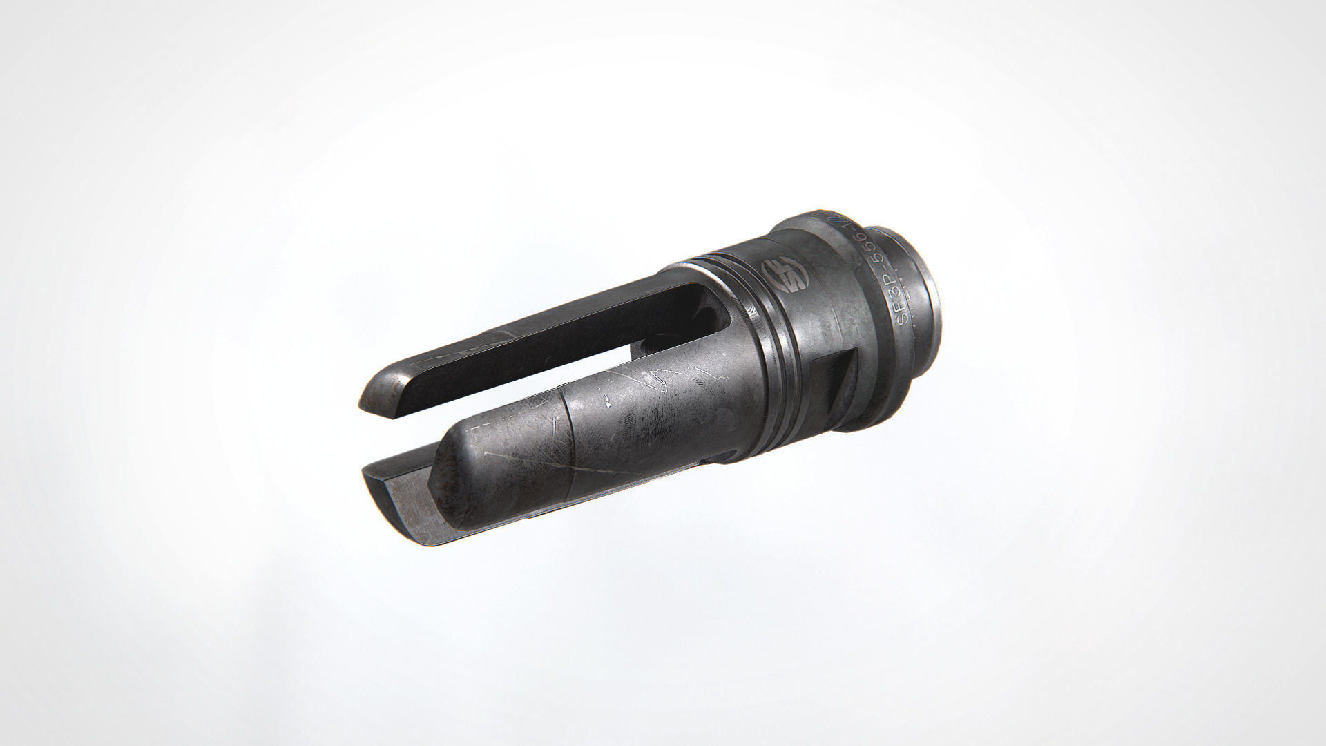 SOCOM-556 3-Prong Flash Hider Low-poly 3D model_3