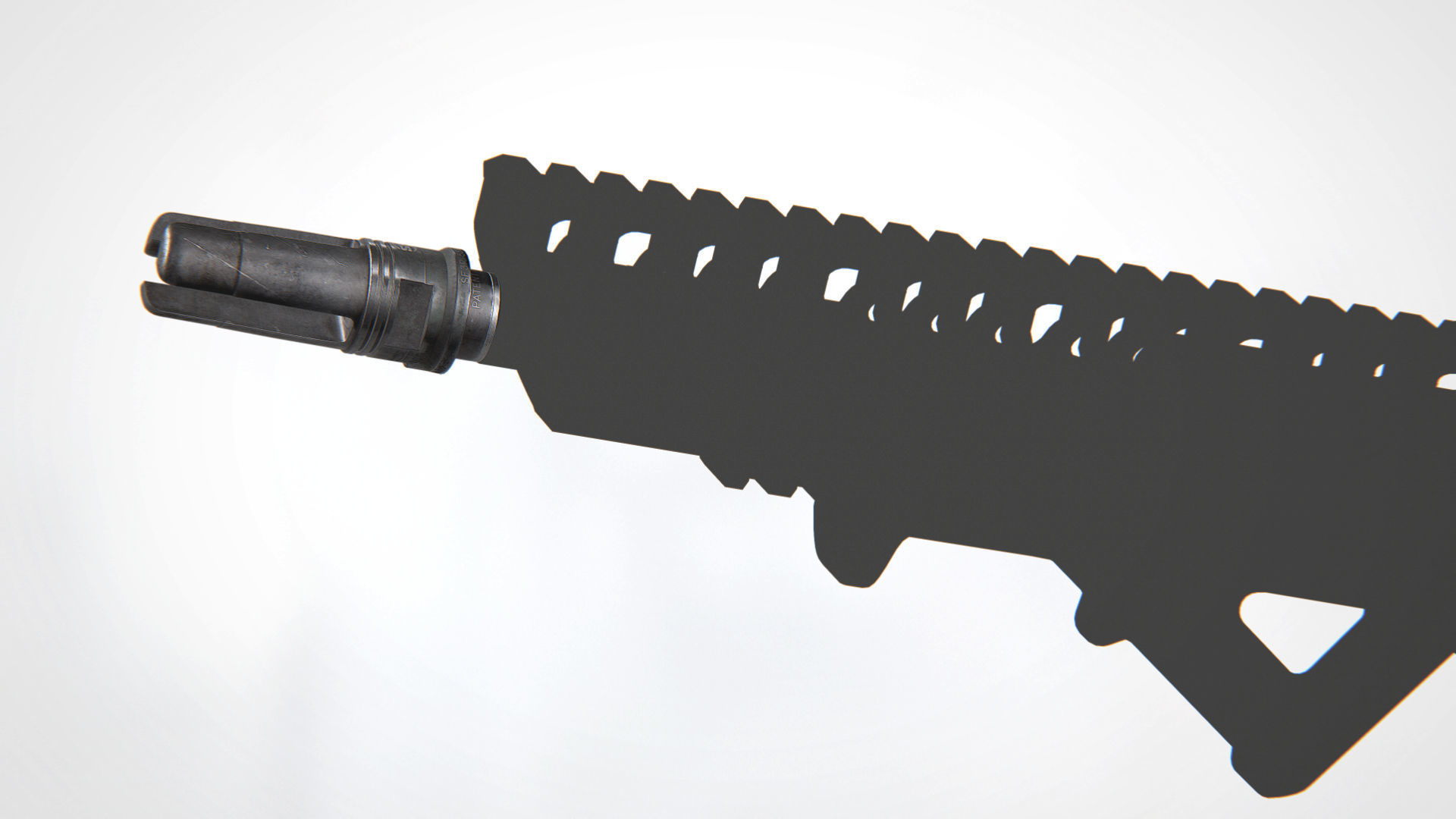 SOCOM-556 3-Prong Flash Hider Low-poly 3D model_5
