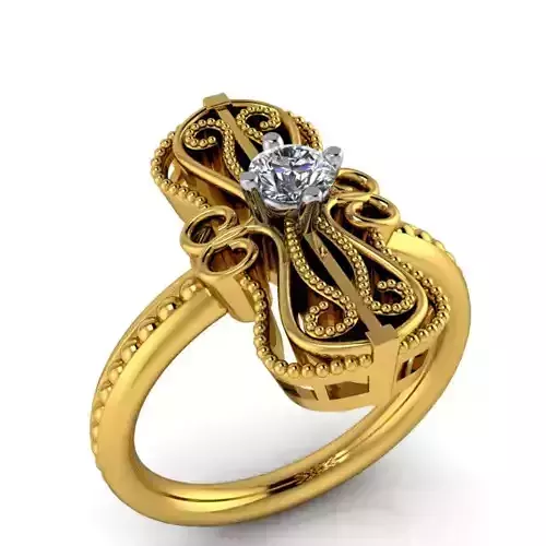 Vintage art nouveau classic millgrain Ladies Ring 3DModel