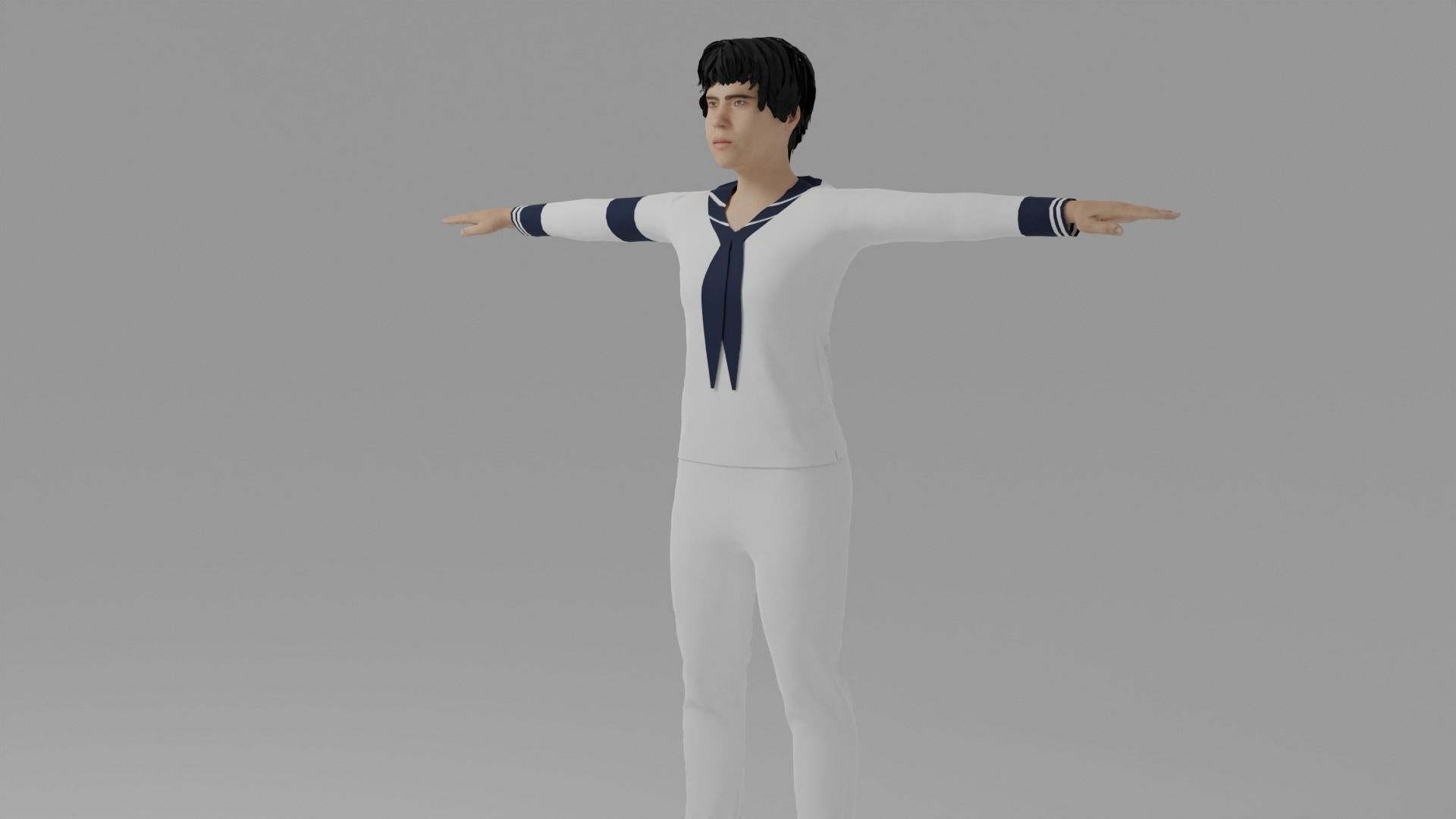 Sailor Man Low-poly 3D model_2